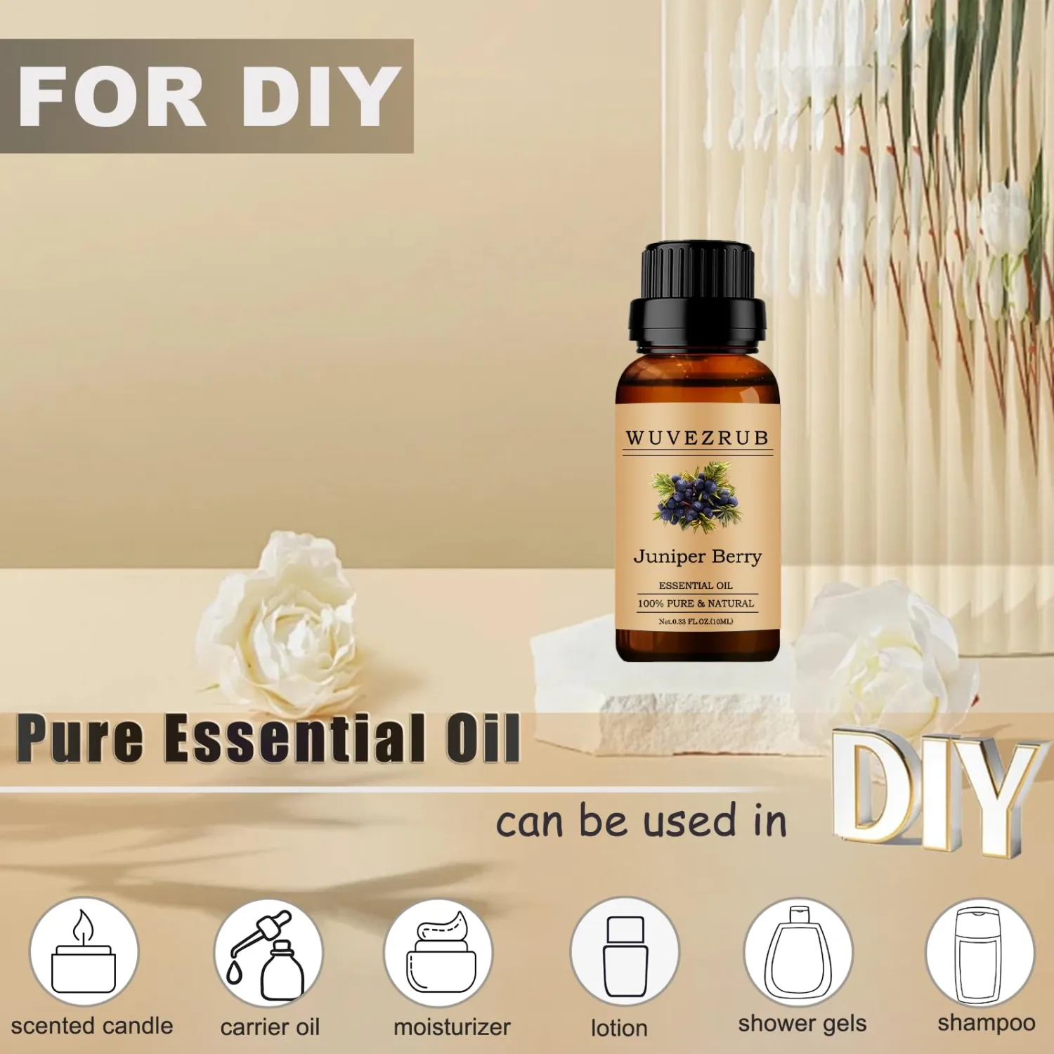 Juniper Berry Essential Oils 10ML, 100% Pure and Natural Essential Oil for Aromatherapy Diffuser - 0.33 Fl Oz/Juniper Berry