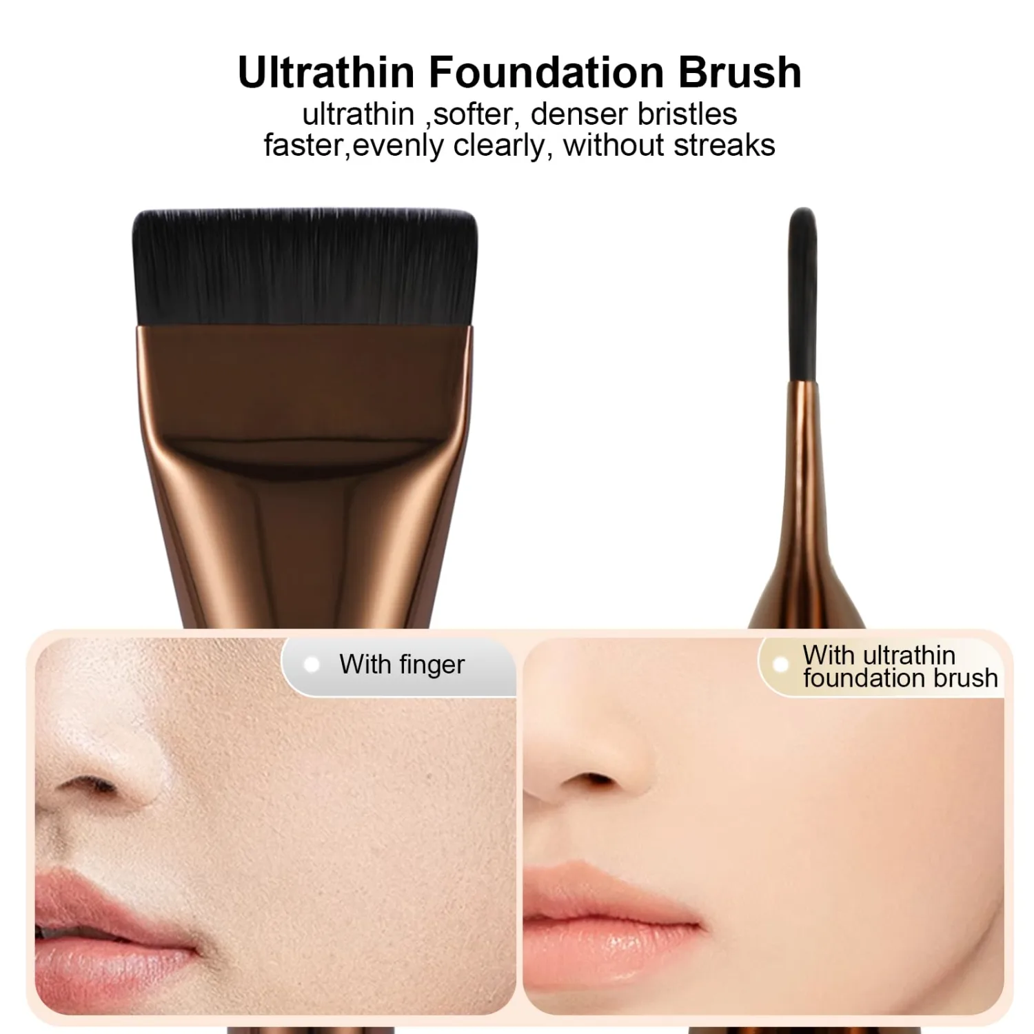 Flat Foundation Brush,Korean Makeup Brush Spatula Facial Brush for Liquid Foundation,Premium Face Makeup Brush for Blending Cream (Coffee)