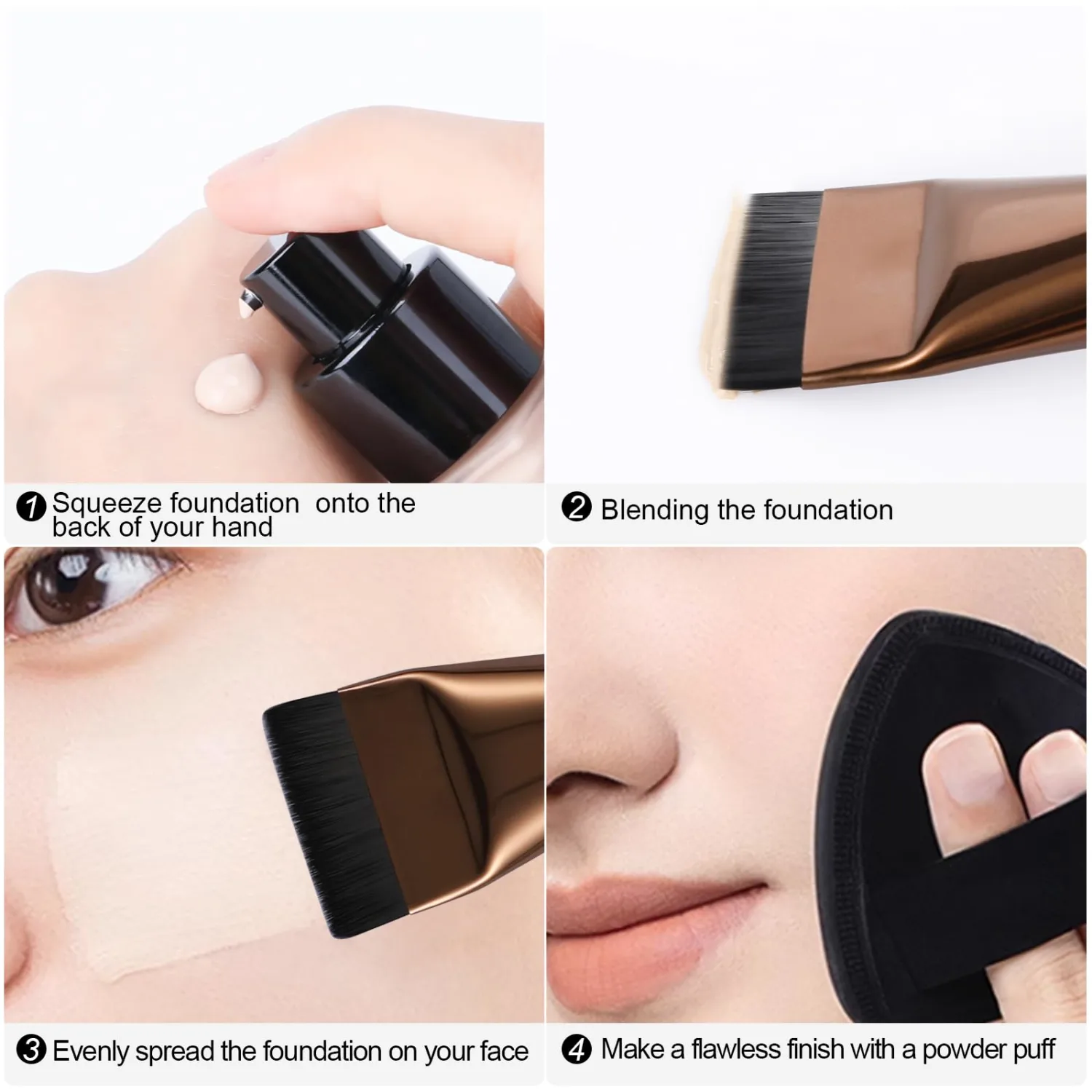 Flat Foundation Brush,Korean Makeup Brush Spatula Facial Brush for Liquid Foundation,Premium Face Makeup Brush for Blending Cream (Coffee)