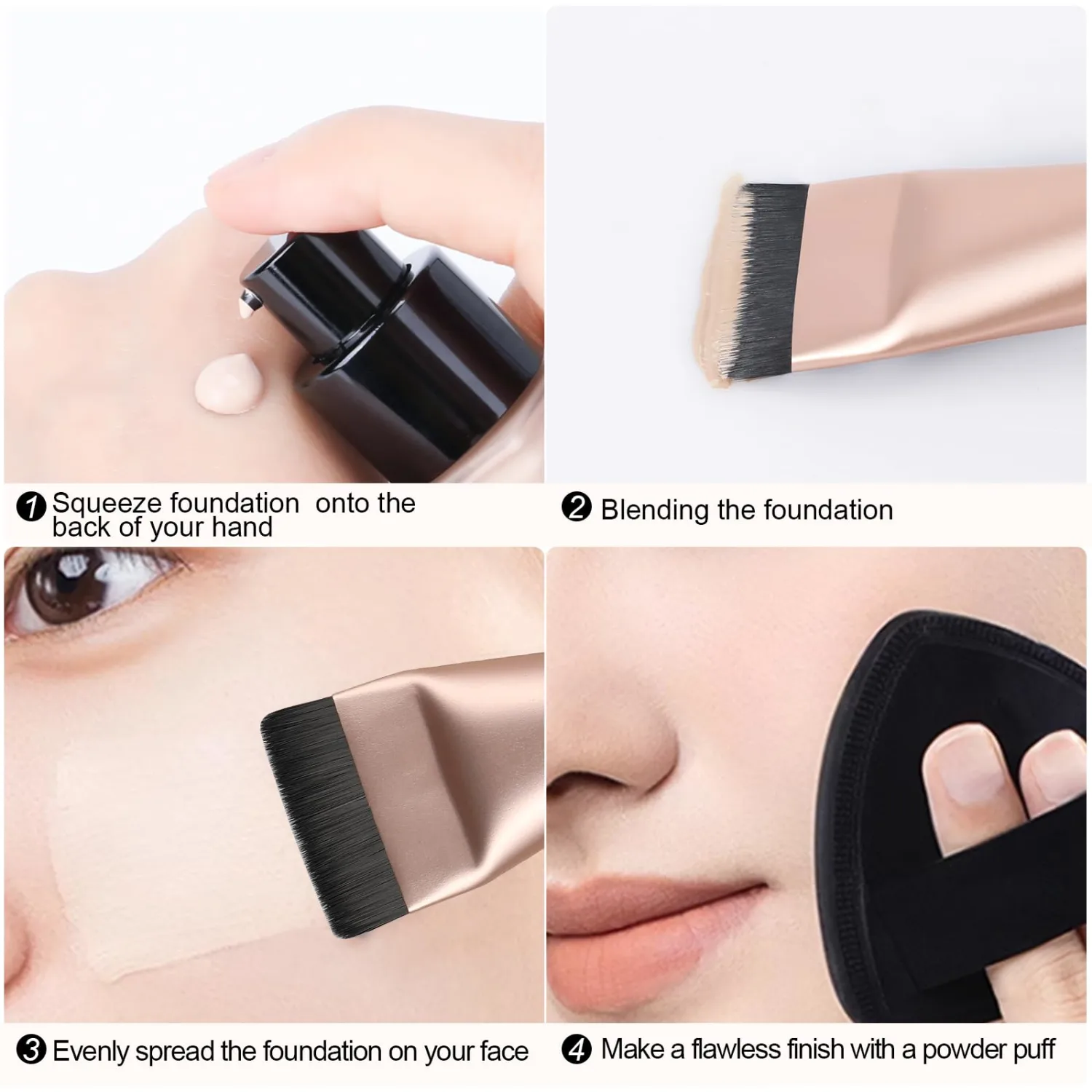 Ultrathin Foundation Brush for Liquid Makeup,Flat Spatula Liquid Foundation Brush Premium Face Makeup Brush for Blending Cream (Rose Gold)