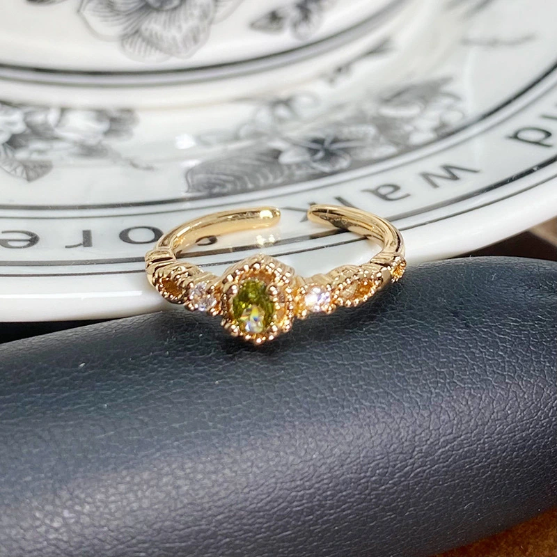 Luxury Designer Gold Series Ring Enamel Drip Oil Zircon Ladies Band