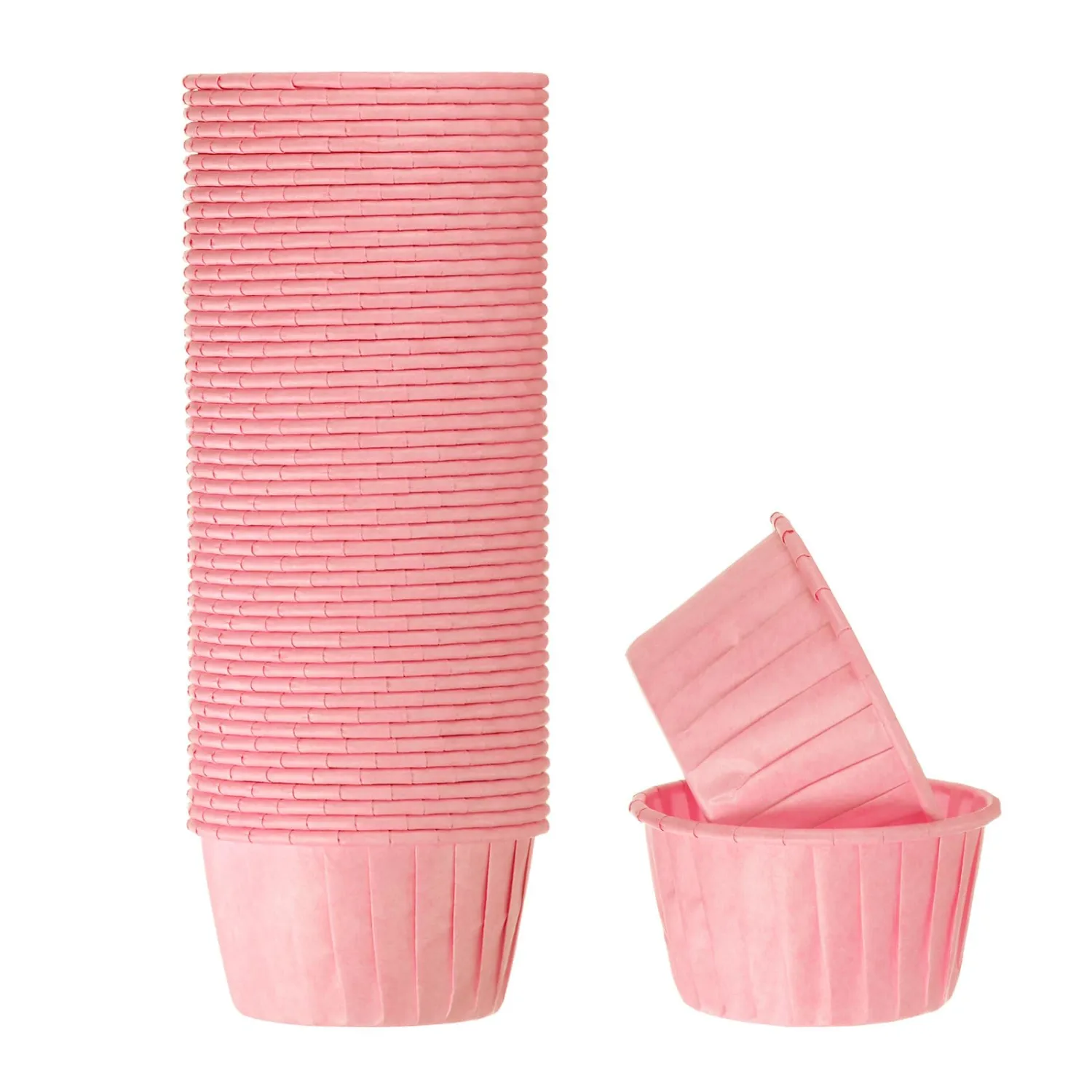 HARFINGTON 50Pcs Cupcake Baking Cups 3.5oz Standard Size Paper Cupcake Liners Greaseproof Wrappers Disposable for Wedding Birthdays Christmas Dessert, Pink