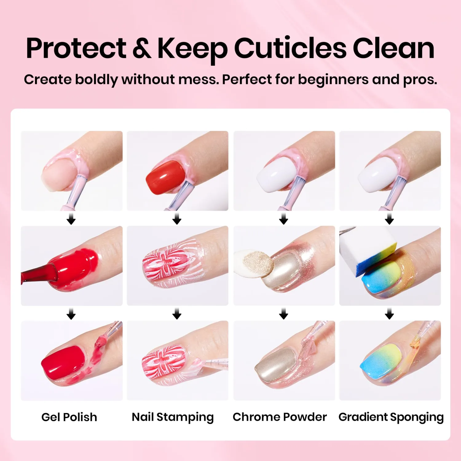 Beetles Odorless Liquid Latex for Nails 15ml - Pink Latex Nail Polish Barrier Peel Off Cuticle Guard for Gel Polish Protector Fingers Air Dry Nail Art Cuticle Protectors with Stick Gifts for Women