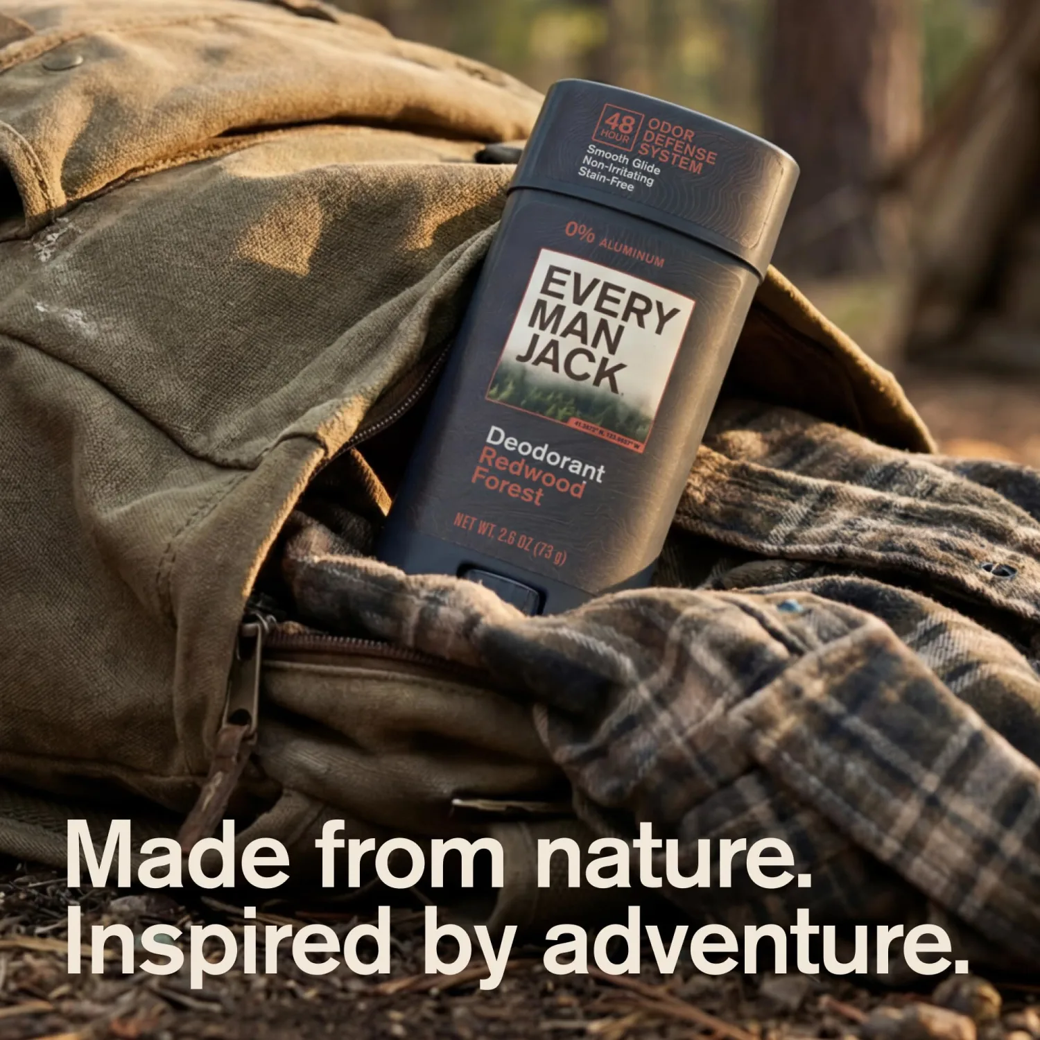 Every Man Jack Men's Deodorant - 48-Hour Odor Defense Blend - Aluminum Free - Contains Postbiotics, Tapioca Starch & Oat Powder - Redwood Forest Scent - 2.6 oz (2 Pack)