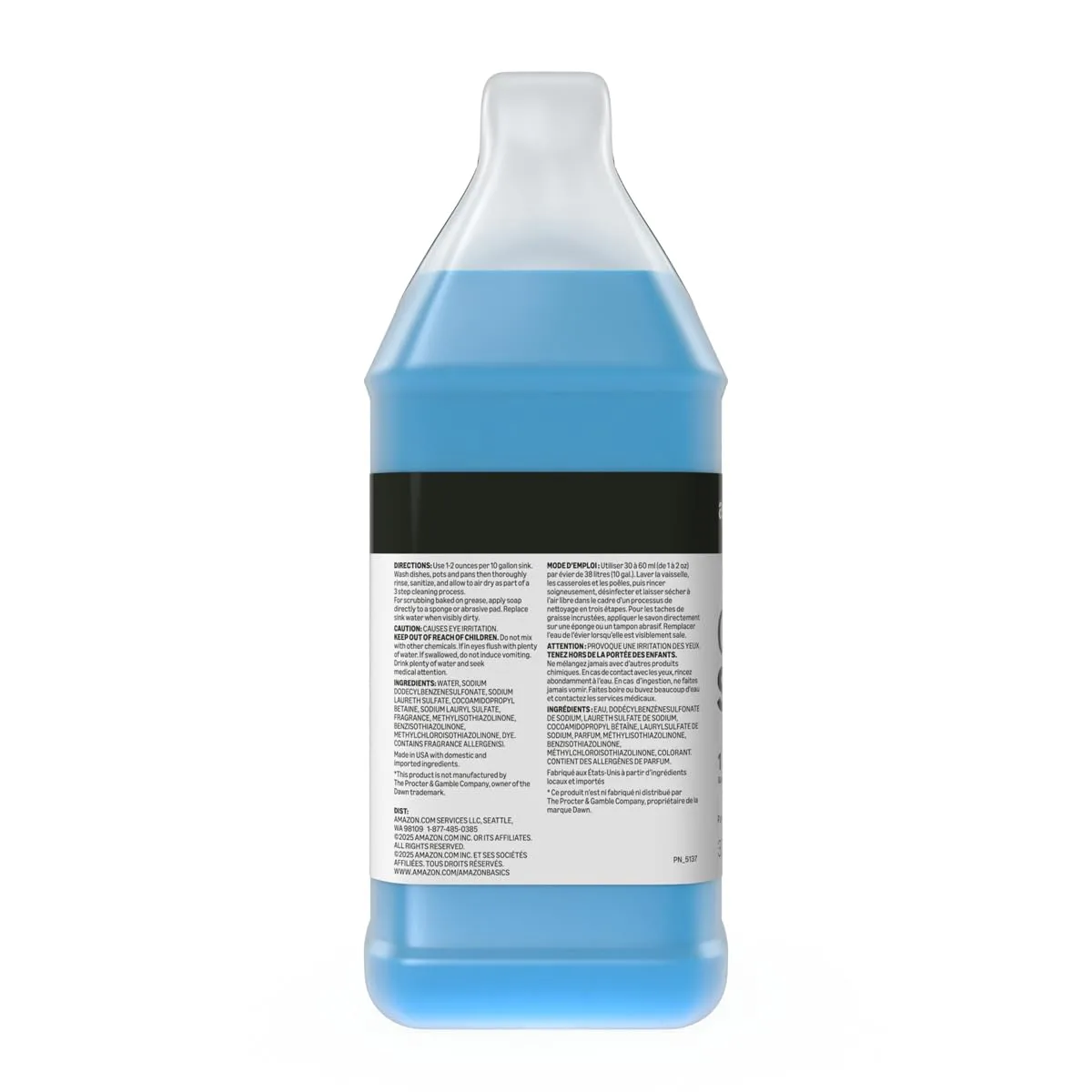 Amazon Basics Commercial Liquid Dish Soap, Long-Lasting Suds, Concentrated Formula, 1 Gallon, Pack of 2