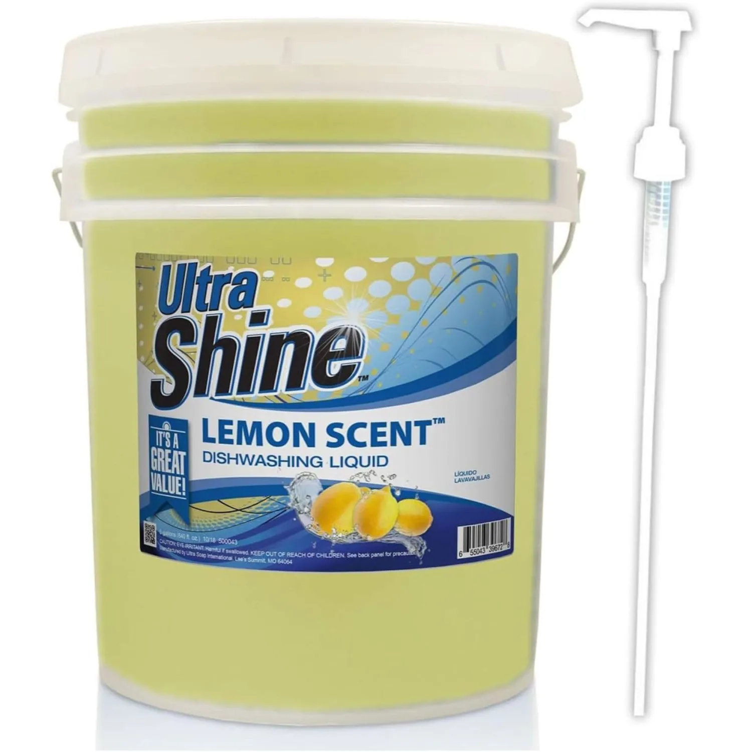Ultra Shine ™ 5 Gallon 2X Platinum ™ Dish Cleaning Liquid, Lemon Scent, Yellow - Powerful Grease Remover Dishwashing Soap