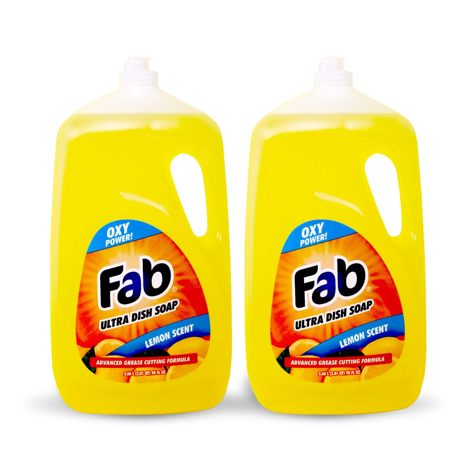 La's Totally Awesome Fab Liquid Dish Soap, Lemon Scent, 90 fl oz (Pack of 2) – Powerful Grease-Cutting Dish Liquid, All Purpose Dish Soap