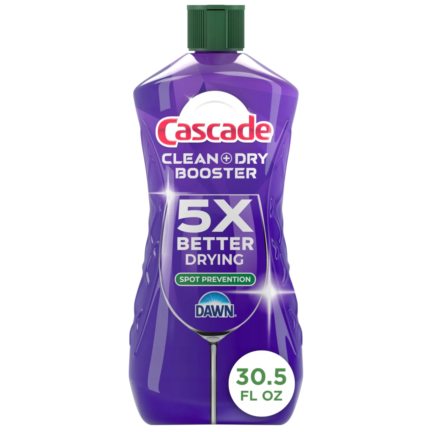 Cascade Rinse Aid Clean & Dry Booster Dishwasher Liquid, Gel & Detergent Pods for Sparkling Clean Dishes, Dishwasher Soap Tablets & Rinse Aid Dry Booster, 30.5oz
