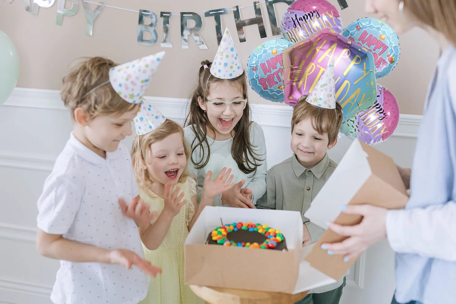 5 Pcs Happy Birthday Balloon Set - Hexagon Happy Birthday Foil Balloons, Mylar Balloons Party Decorations