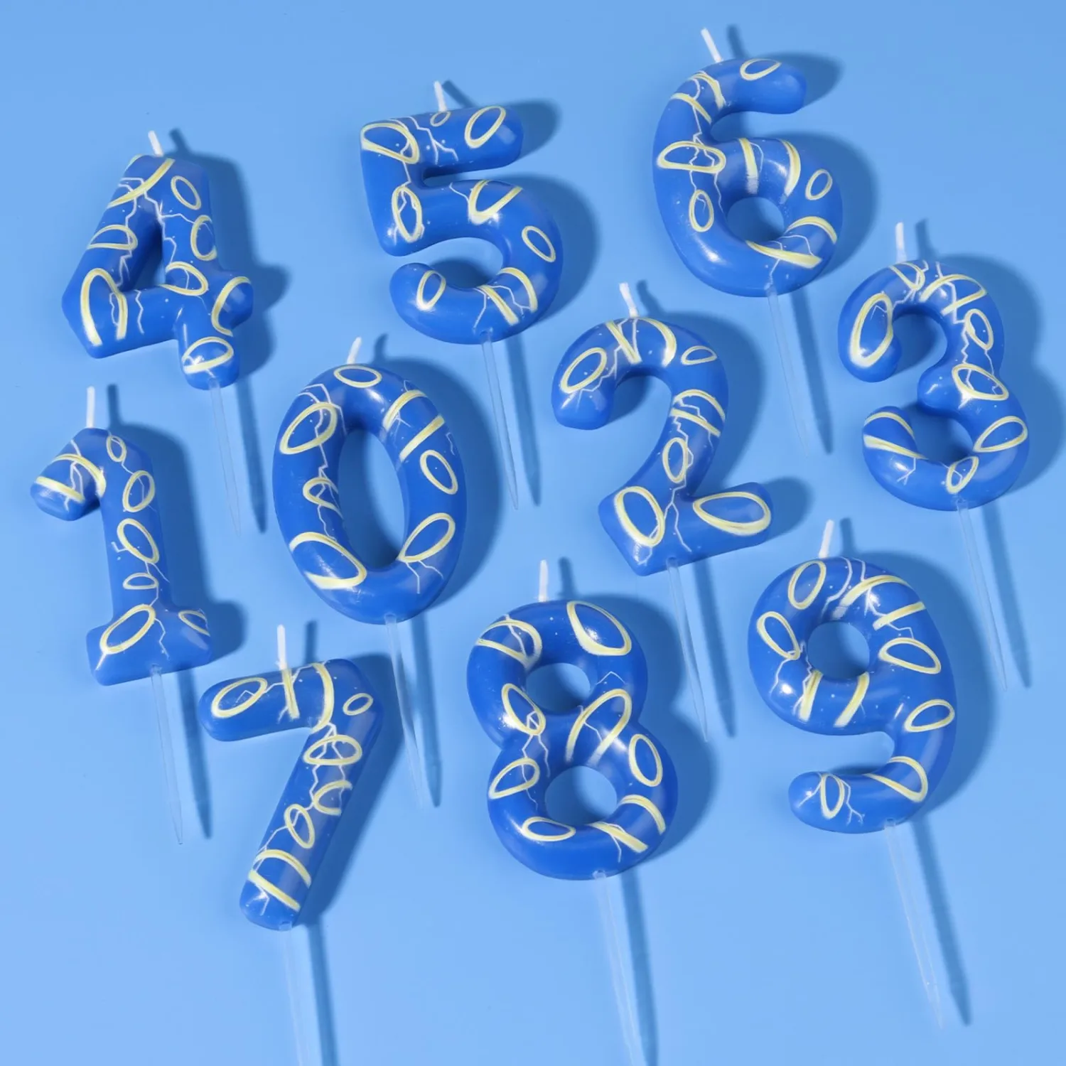 Number 8 Blue Birthday Candle,Golden Ring Cartoon Themed 8th Candle Magic Rings Birthday Decoration,Computer Game Birthday Cake Topper for Hedgehog Boy Girls Party Decor Supplies