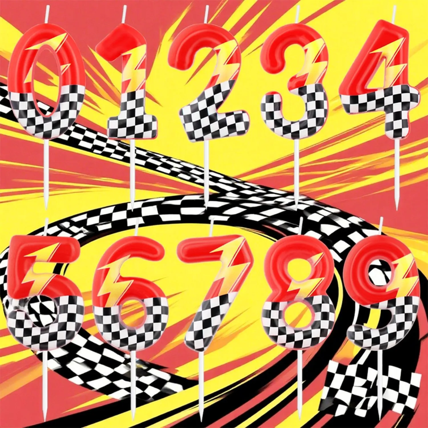 Red Racing 0 Birthday Candles,0-9 Birthday Decorations for Boy Girl,Red Number 0 Candle for Cake,Hot Cartoon Anime Cars Cake Toppers for Racing Cars Themed Party Decorations Supplies