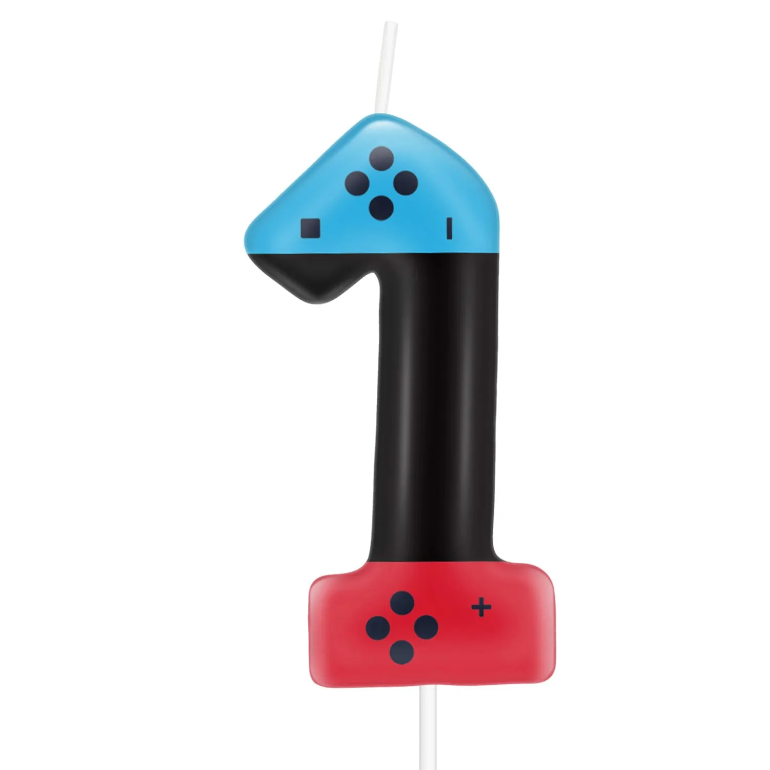 Red Blue Number 1 Birthday Candles,Level Video Game Controller Birthday 0-9 Number Birthday Candles,Cake Topper Decorations,Gamepad Cake Supplies for Boys Girls Party Decor Supplies