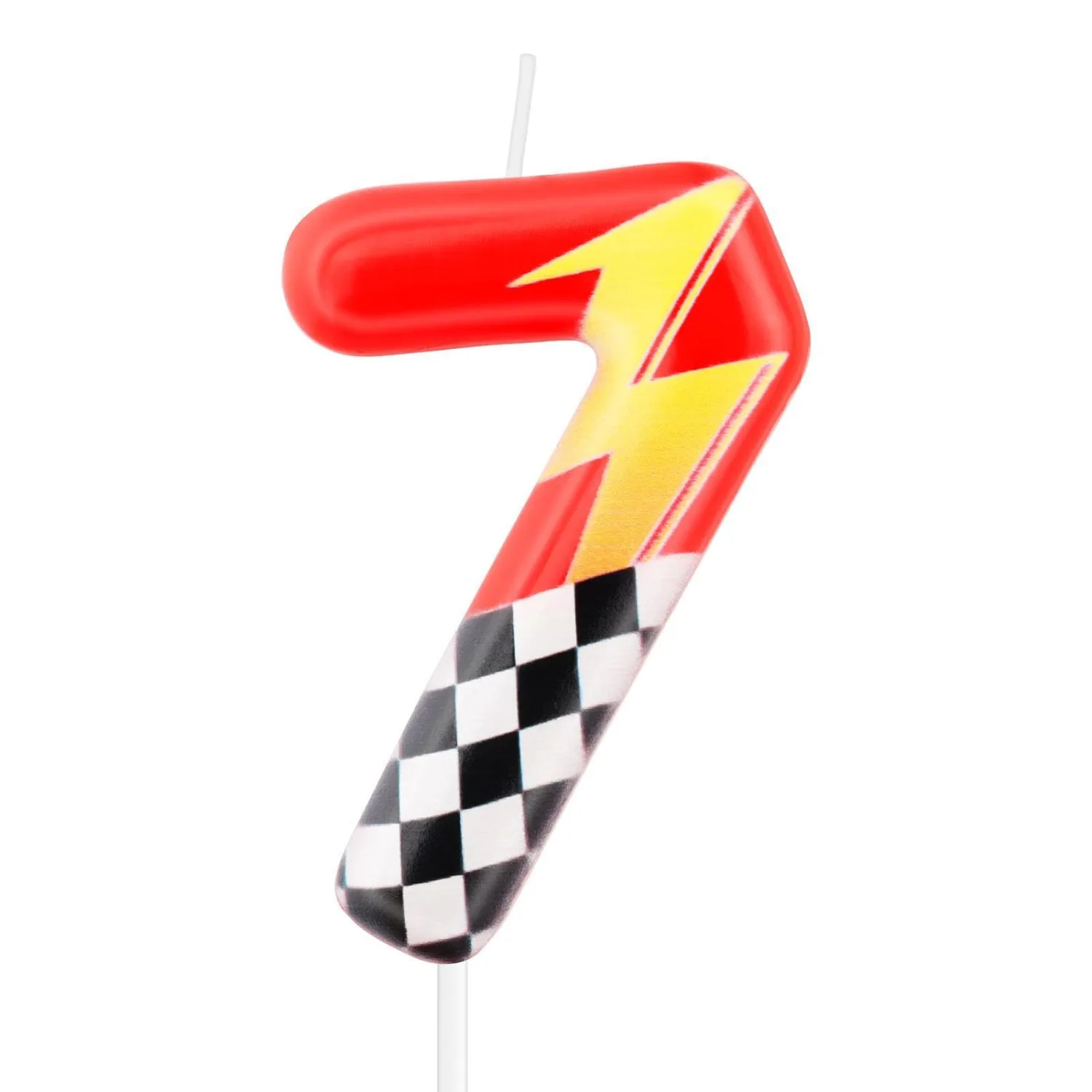 Red Racing 7 Birthday Candles,7th Birthday Decorations for Boy Girl,Red Number 7 Candle for Cake,Hot Cartoon Anime Cars Cake Toppers for Racing Cars Themed Party Decorations Supplies