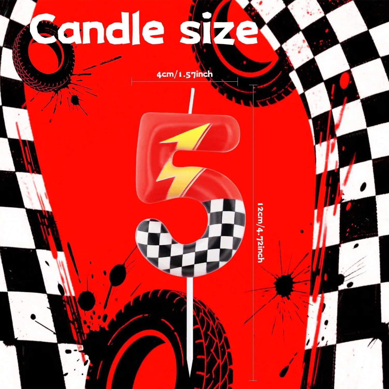 Red Racing 7 Birthday Candles,7th Birthday Decorations for Boy Girl,Red Number 7 Candle for Cake,Hot Cartoon Anime Cars Cake Toppers for Racing Cars Themed Party Decorations Supplies