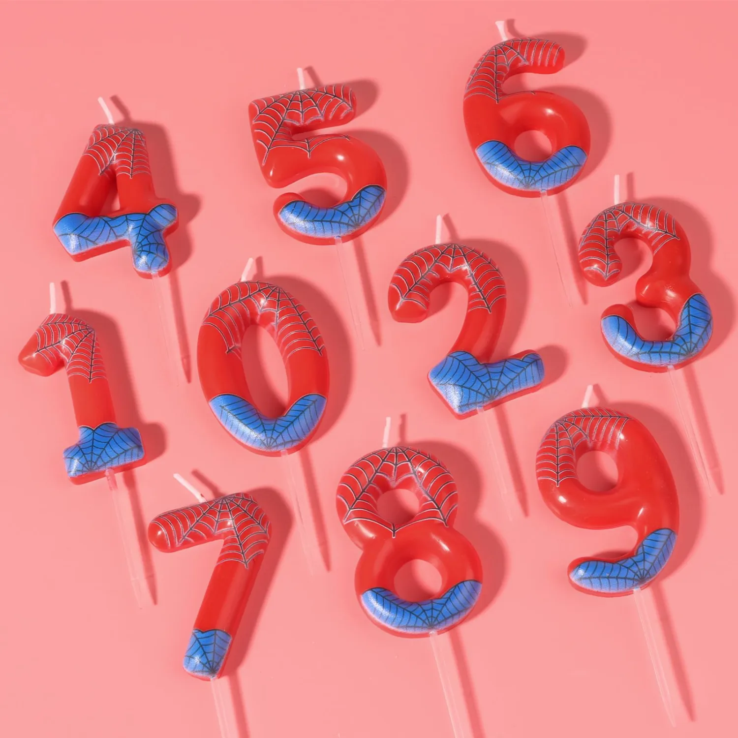 Red Blue Number 6 Birthday Candle,Spider Theme Number 6 Candle Cake Topper Decorations for Spider Cartoon Themed Parties,Boys Girls Kids Birthday Party Supplies