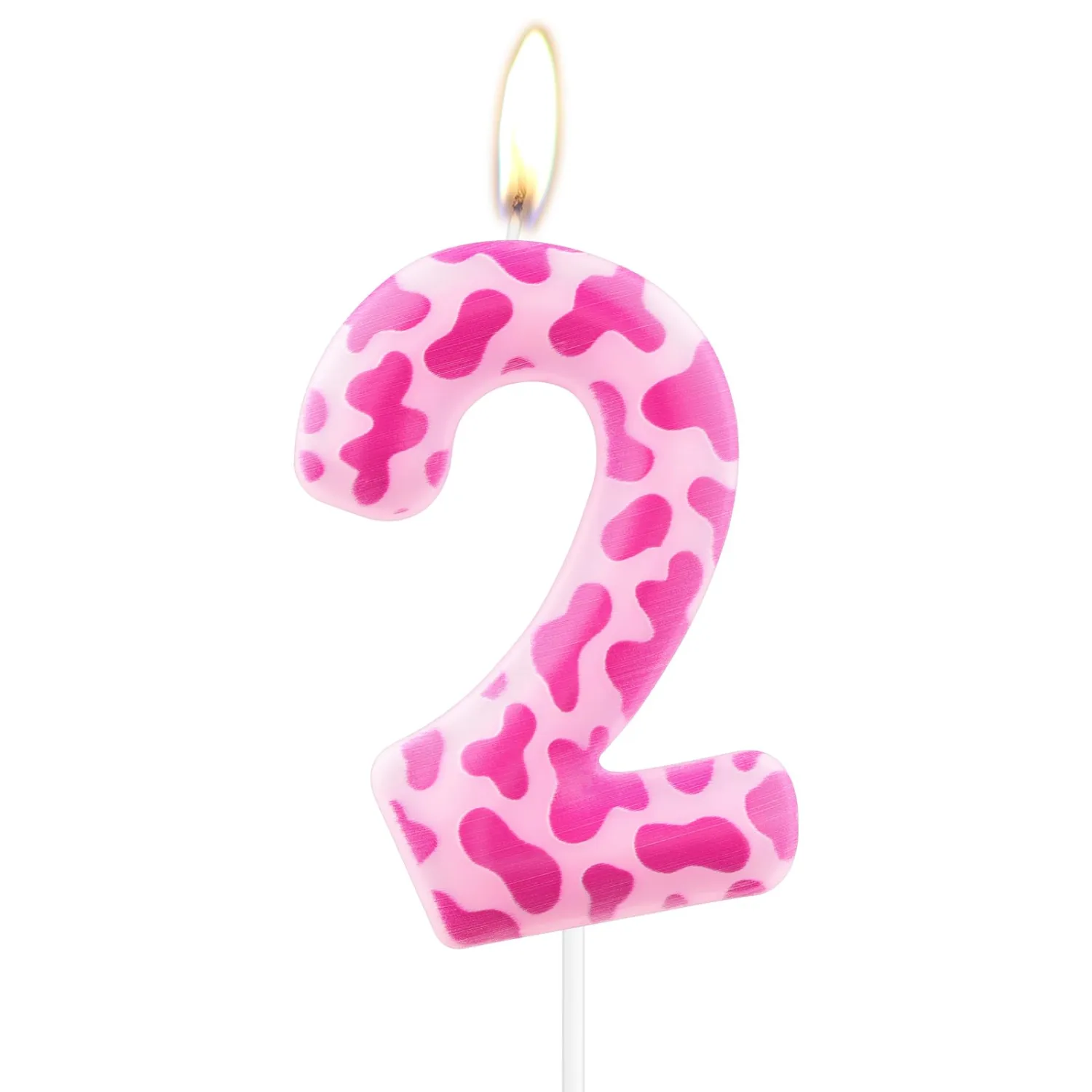 Pink Birthday Candles,Holy Cow Im One Birthday Decorations,Number 2 Candle,Cowgirl Theme Girls 2nd Birthday Party Décor