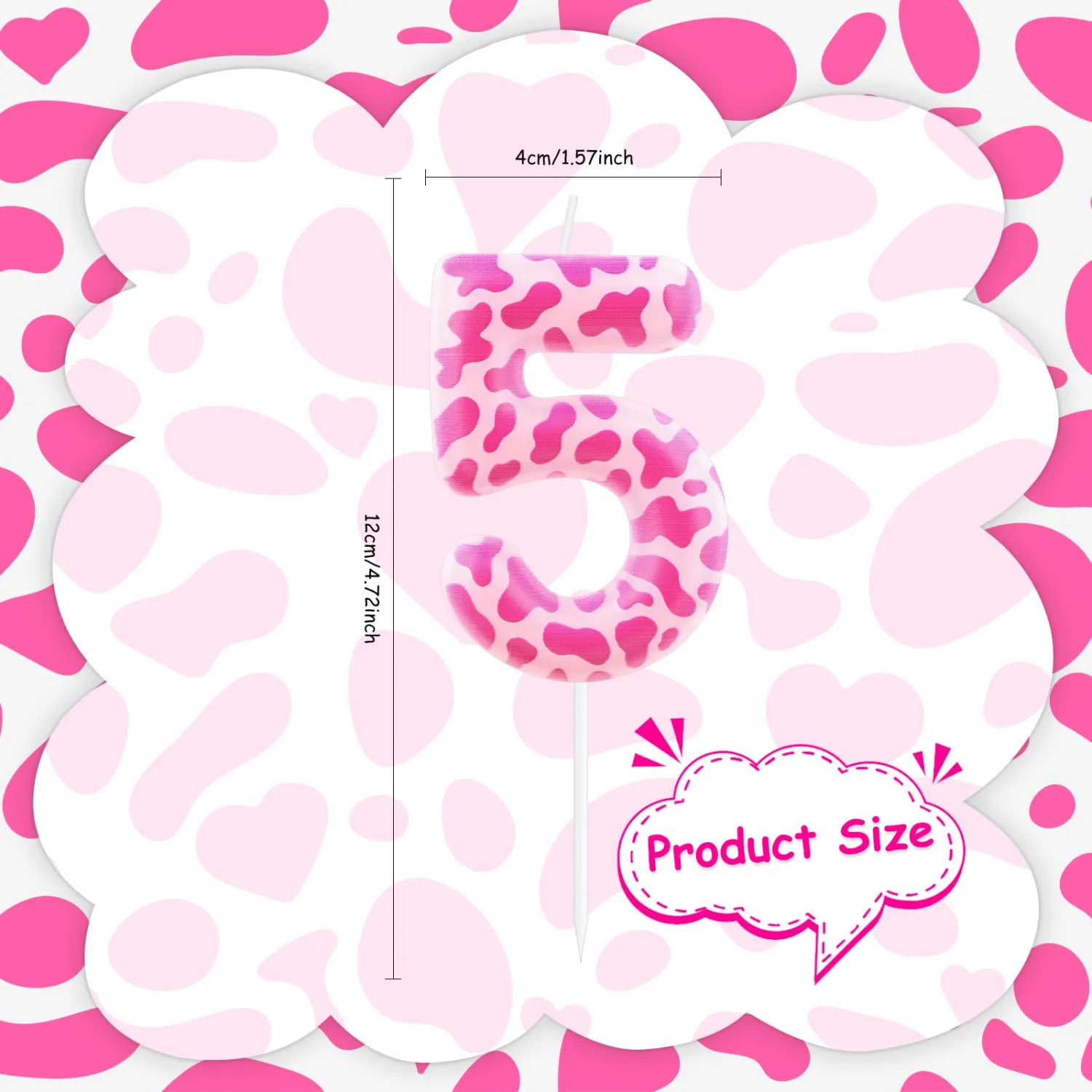 Pink Birthday Candles,Holy Cow Im One Birthday Decorations,Number 2 Candle,Cowgirl Theme Girls 2nd Birthday Party Décor