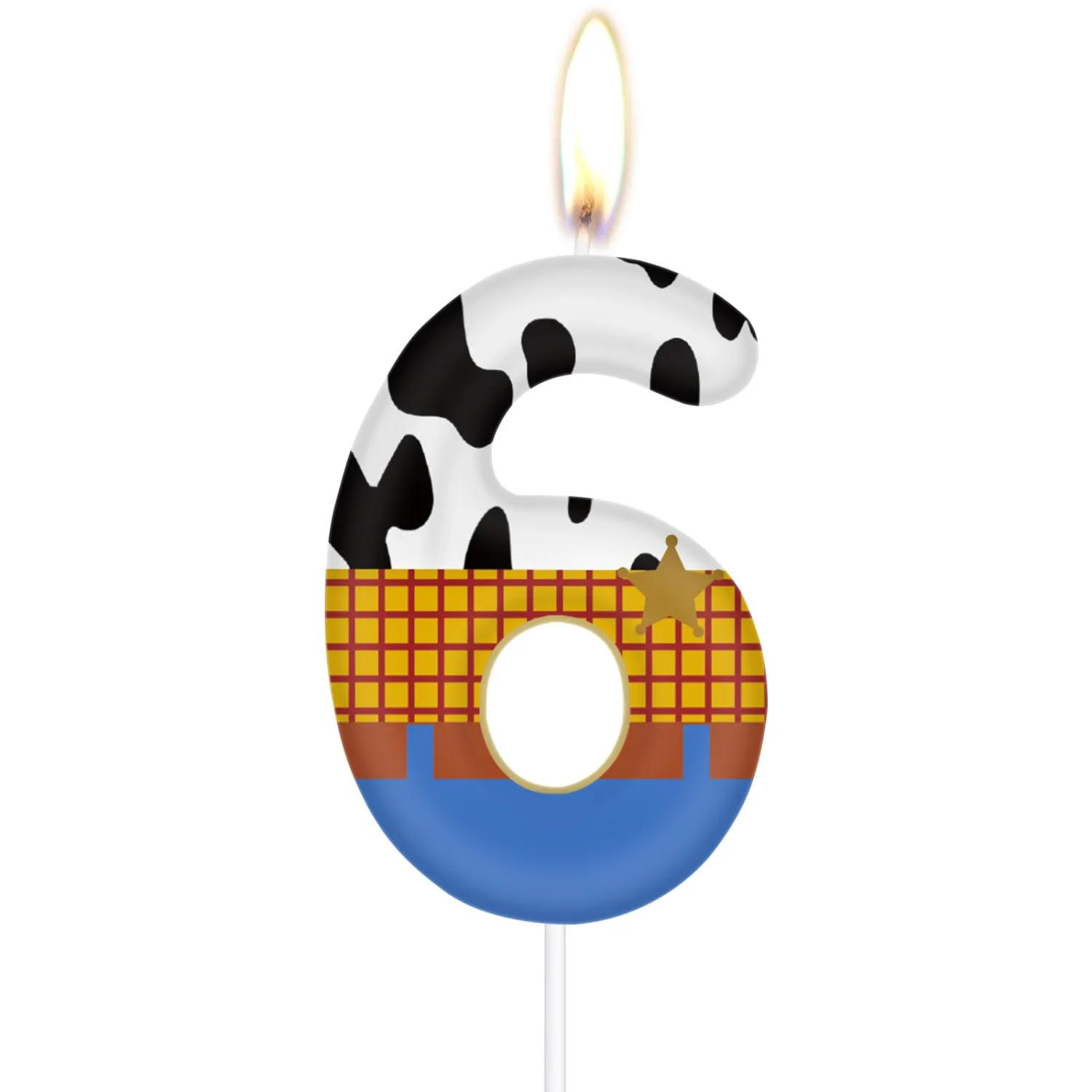 Birthday Number 6 Candles,Cute Cow Birthday Cake Decoration,Cowboy Three Cowgirl Rodeo Party,Baby Shower for Boy Girl Decor Supplies