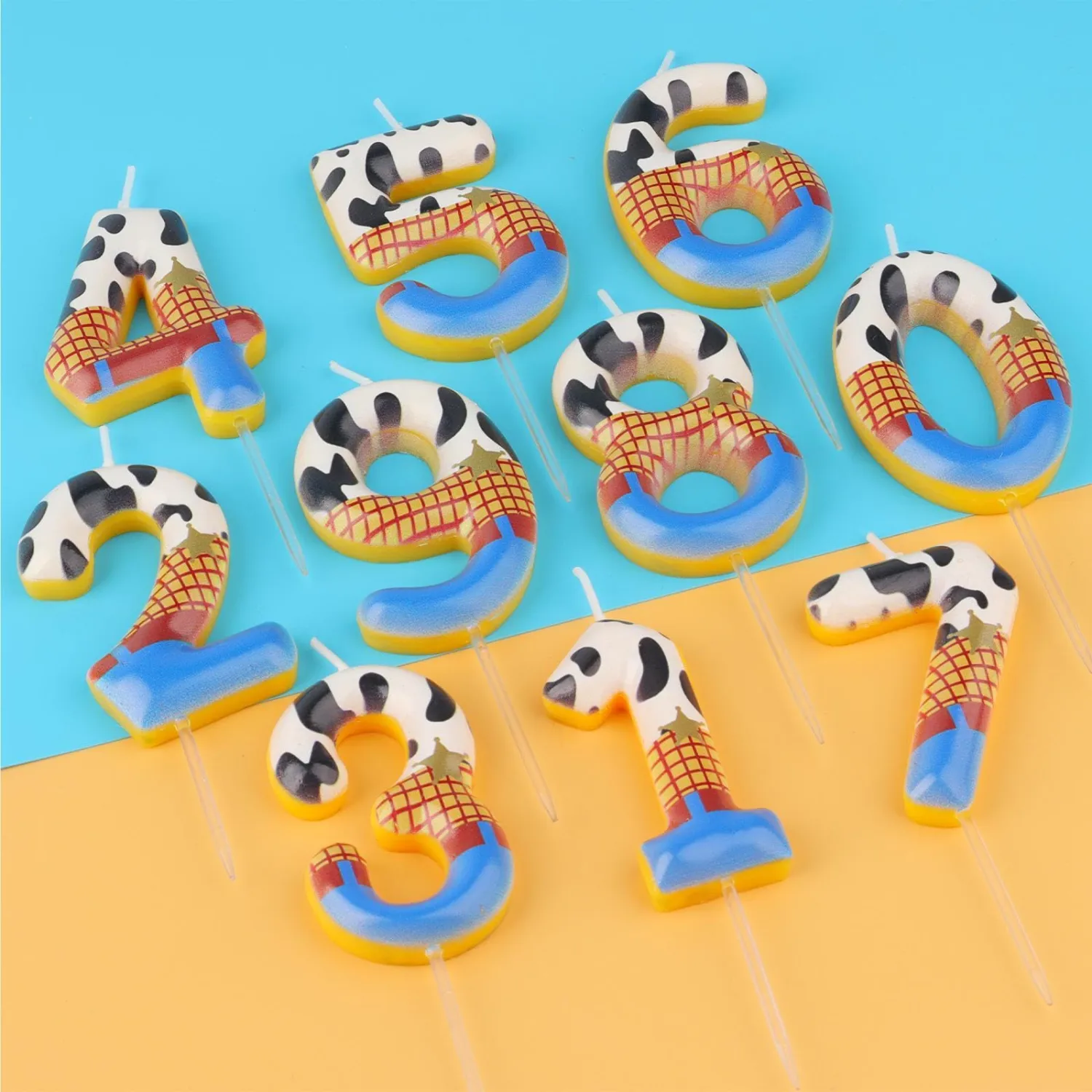 Birthday Number 6 Candles,Cute Cow Birthday Cake Decoration,Cowboy Three Cowgirl Rodeo Party,Baby Shower for Boy Girl Decor Supplies