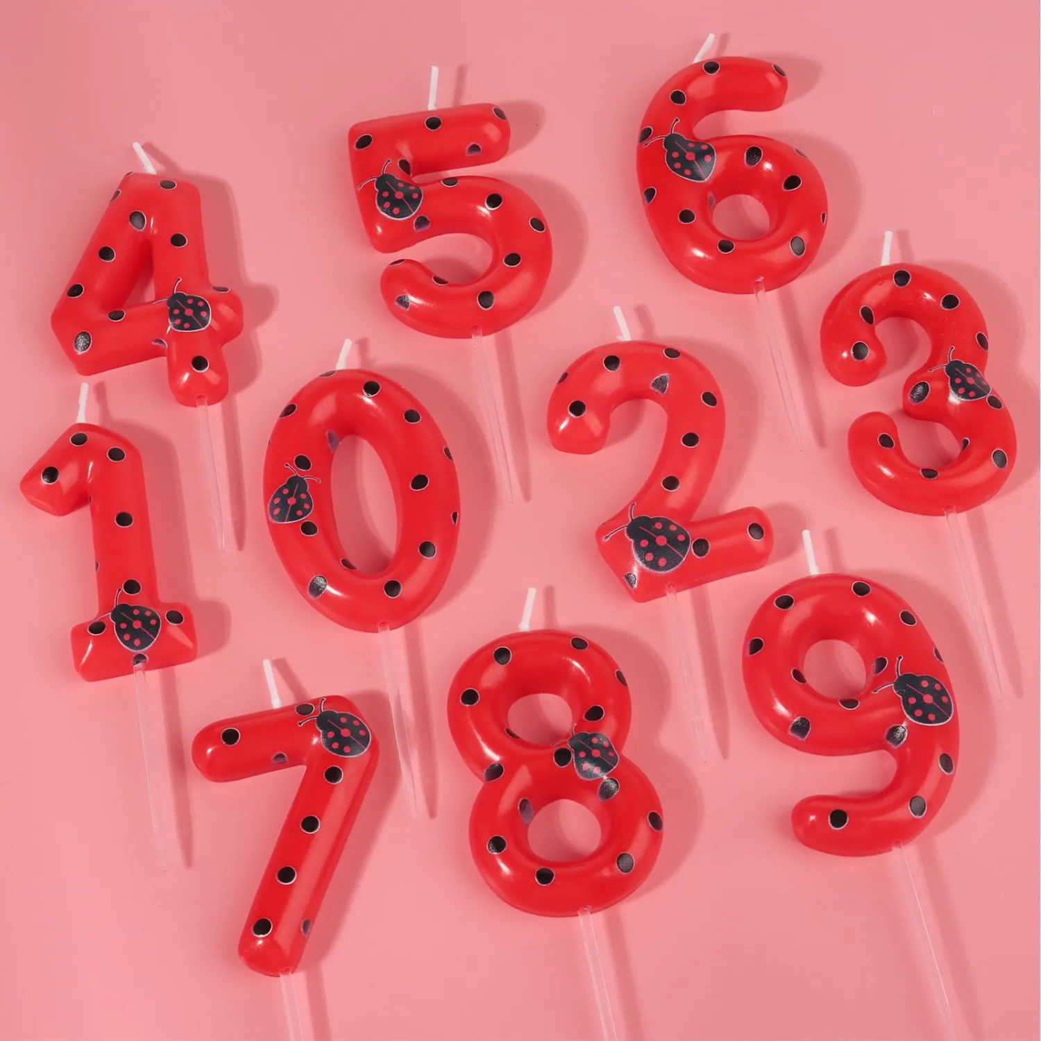Ladybug Number Birthday Candles,4th Birthday Decorations for Ladybug Girl,Red Number 4 Candle for Cake,Wonder Girl Party Wedding Supplies