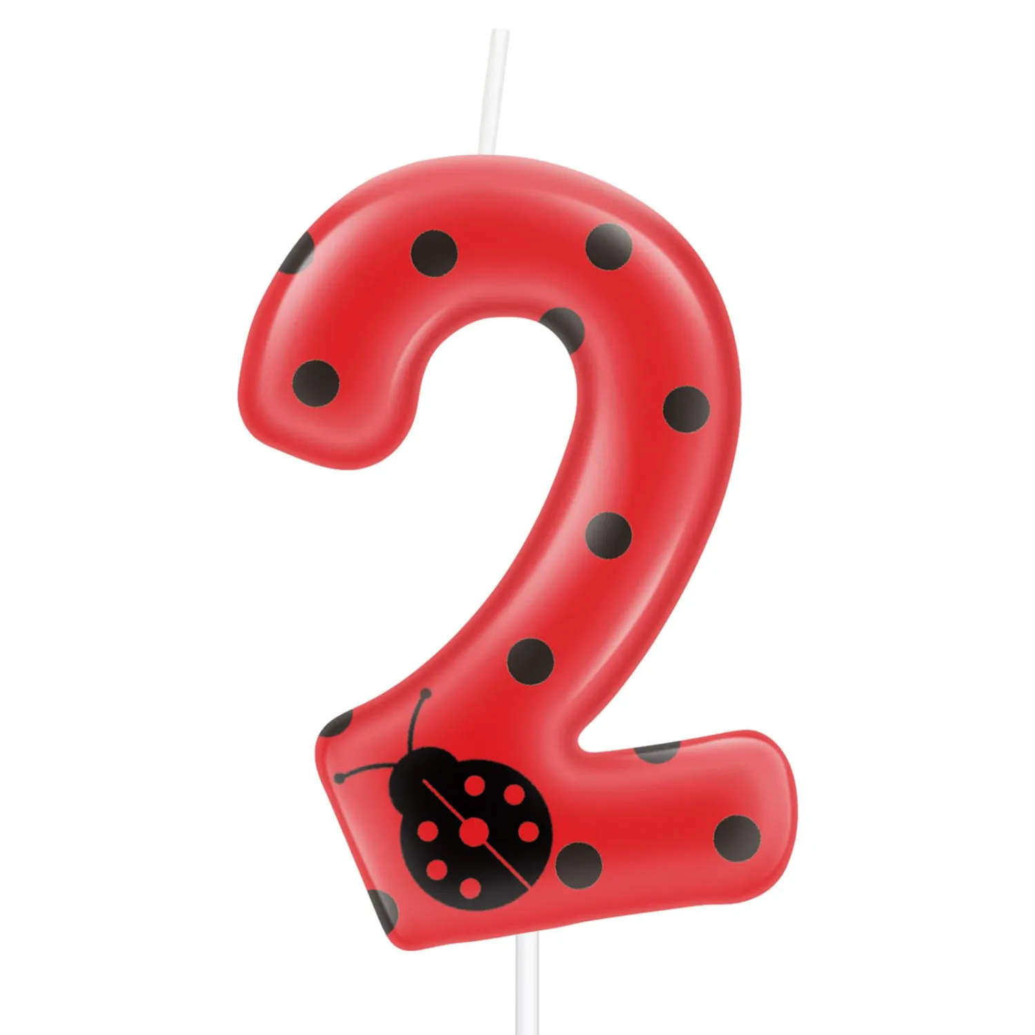 Ladybug Number Birthday Candles,2nd Birthday Decorations for Ladybug Girl,Red Number 2 Candle for Cake,Wonder Girl Party Wedding Supplies