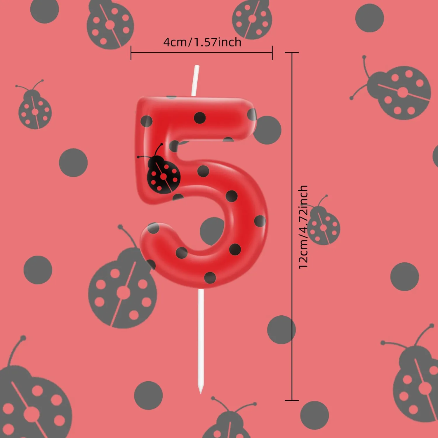 Ladybug Number Birthday Candles,2nd Birthday Decorations for Ladybug Girl,Red Number 2 Candle for Cake,Wonder Girl Party Wedding Supplies