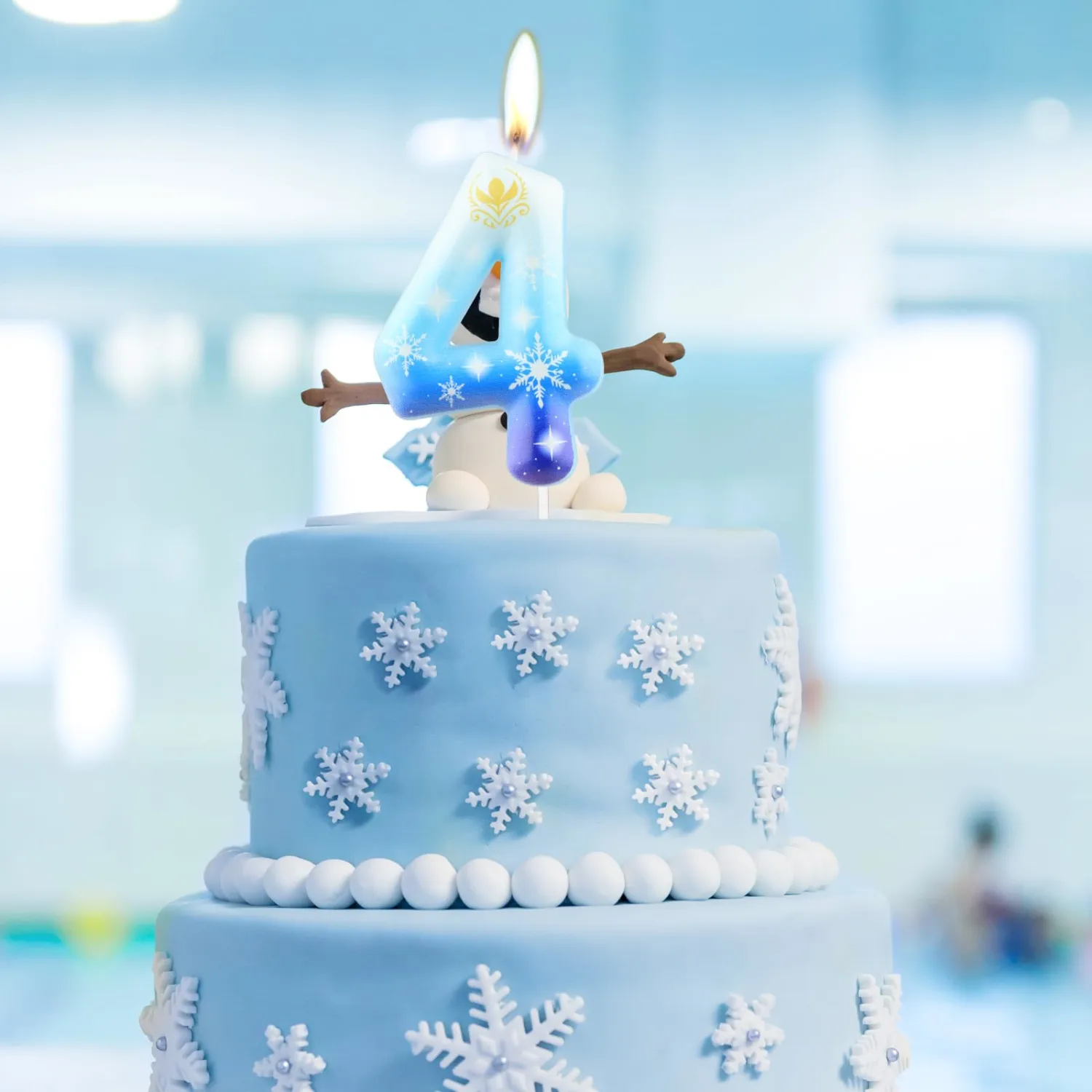 Frozen Snow Themed Birthday Candles,Blue and White Birthday Number 5 Candles,Snowflake 5th Candles for Princess Queen Kids Adults Wedding Anniversary Party Supplies