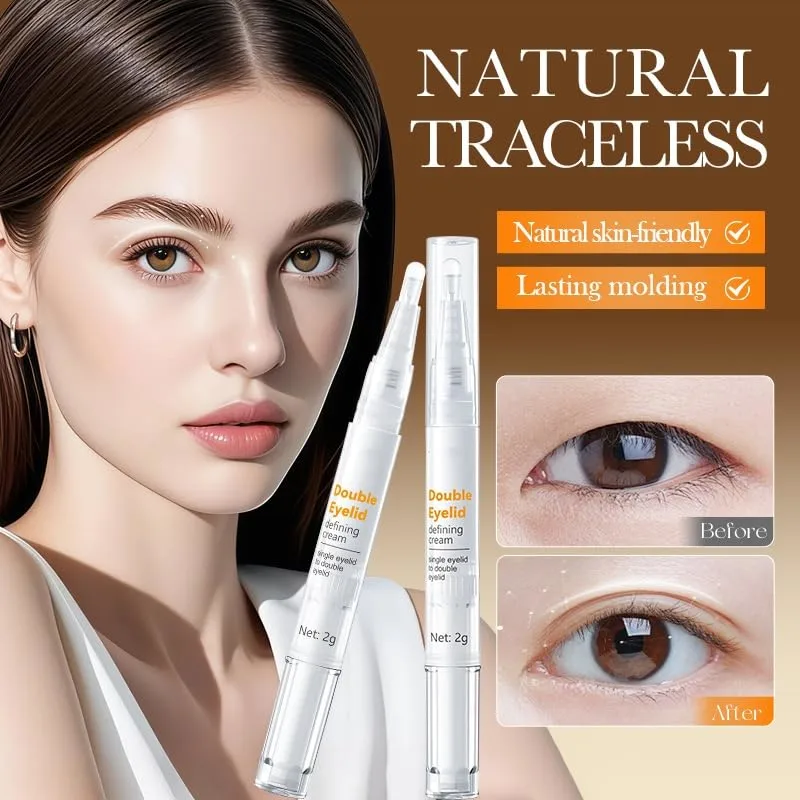 3Pcs Double Eyelid Glue with Y-Shaped Fork - Double Eyelid Pen, Invisible Styling Cream Stick, Waterproof, Quick-Drying, Liquid Eyelid Tape Stickers Cream