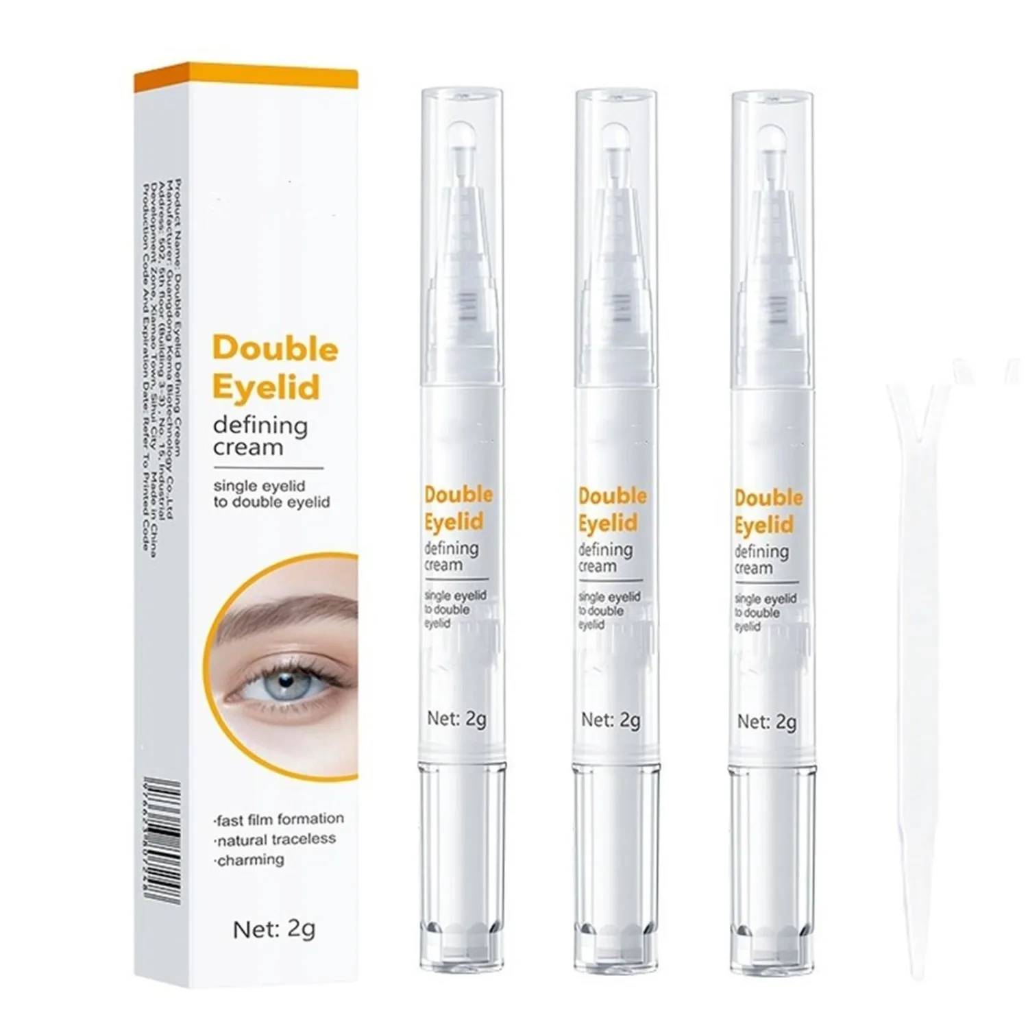 3Pcs Double Eyelid Glue with Y-Shaped Fork - Double Eyelid Pen, Invisible Styling Cream Stick, Waterproof, Quick-Drying, Liquid Eyelid Tape Stickers Cream