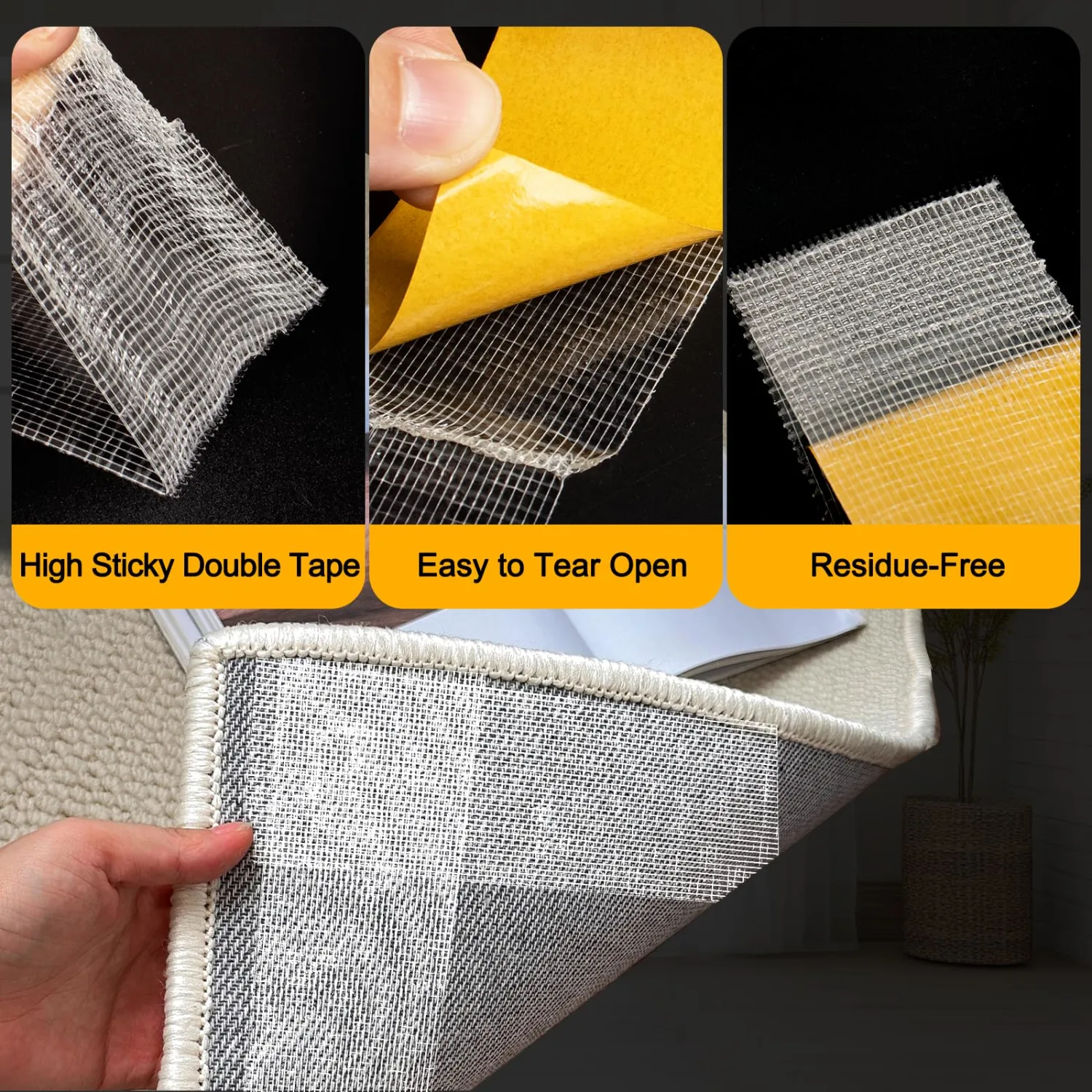 Double Sided Tape Heavy Duty, 1.18in x 66FT(20m) Super Sticky Clear Tape High Tack Strong Wall Adhesive with Fiberglass Mesh Clear Tape, Fixed Carpet, Wall Decor Easy Use Mounting Tape