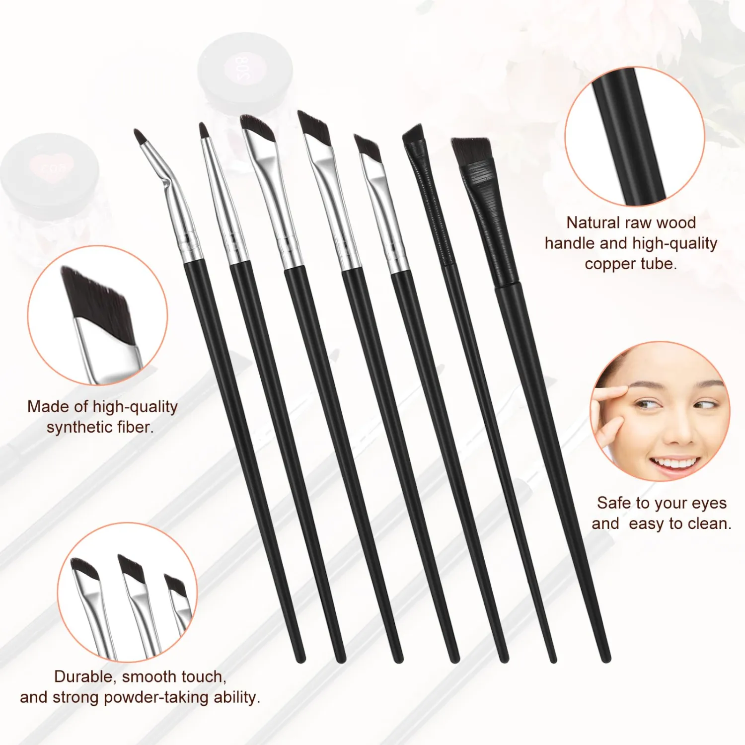7Pcs Angled Eyeliner Brush Ultra Thin Eyeliner Brushes Eyebrow Concealer Brush Eye Brow Brushes Eyebrow Angled Brushs for Women