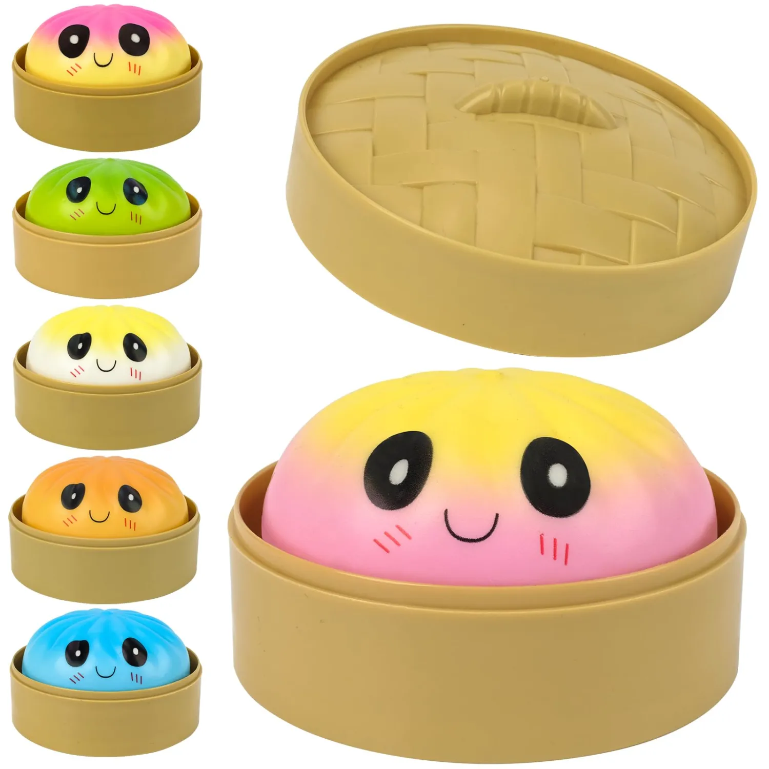 Slow Rebound Dumpling Squishy, 2026 New Dumpling Squishy Mystery Box, Soft Squeeze Decompression Dough for Adults Classroom Prizes & Party Favors (Yellow&Pink 1pcs)