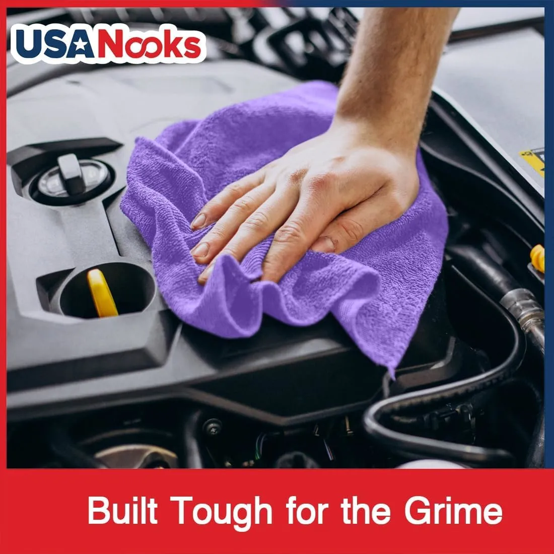 USANOOKS Premium 300GSM Microfiber Cleaning Cloth - 12.5"x12.5" High Performance - 1200 Washes, Ultra Absorbent Microfiber Towels for Cars Undercarriage, Rims & Engine Bay Cleaning - Microfiber Cloth