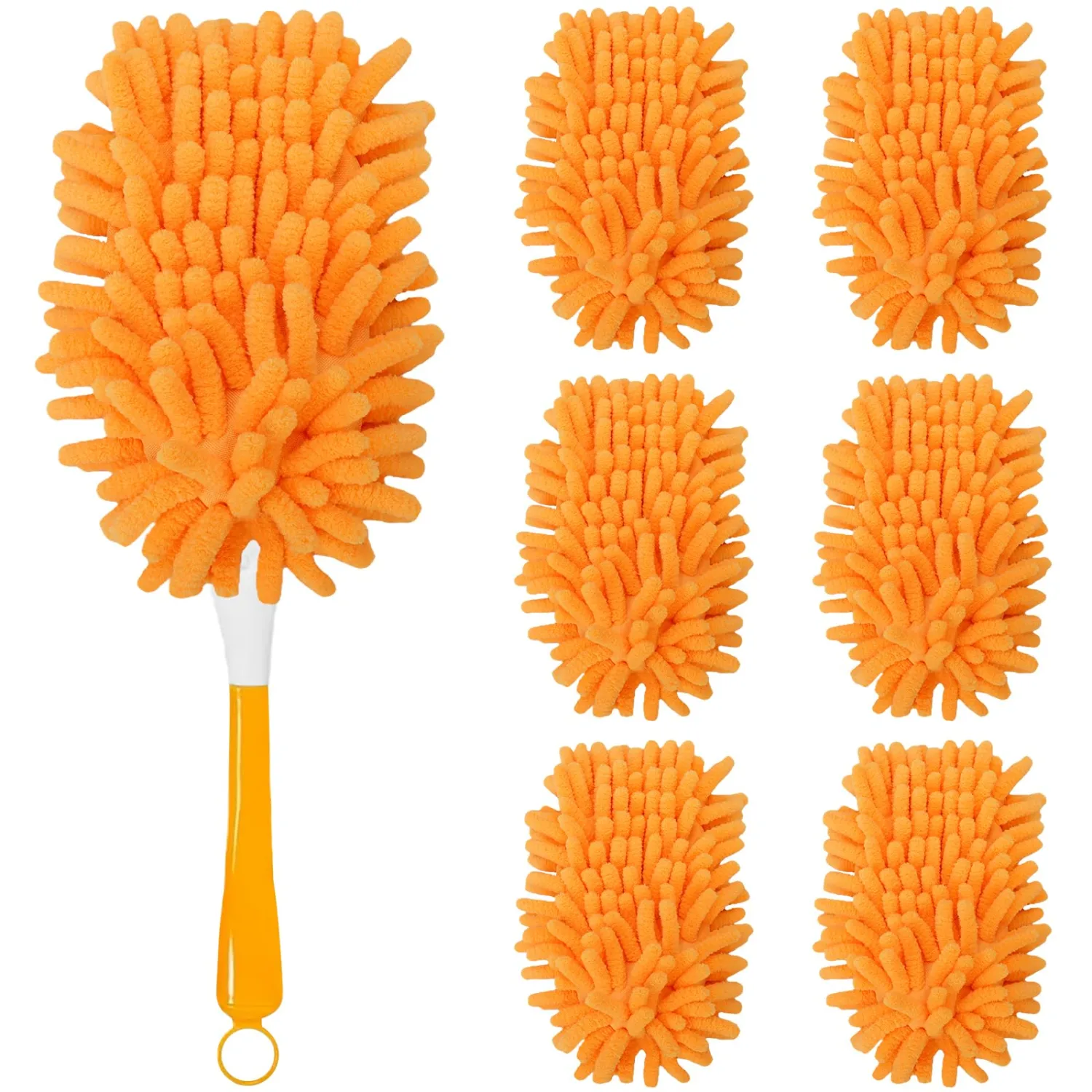 6Pcs Reusable Duster Refill Compatible with Swiffer Hand Duster +1 Handle, 360 Heavy Duty Duster Refills for Cleaning, Office, Ceiling Fan (6PCS+1Handle)