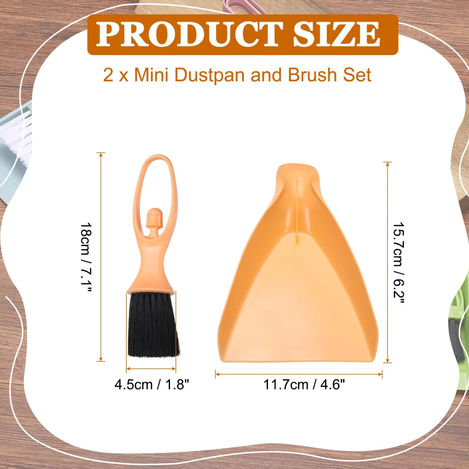 uxcell Mini Dustpan and Brush Set, Small Broom and Dustpan Set for Office Tabletops Sofas Keyboards Home Cleaning Tool, Orange Pink