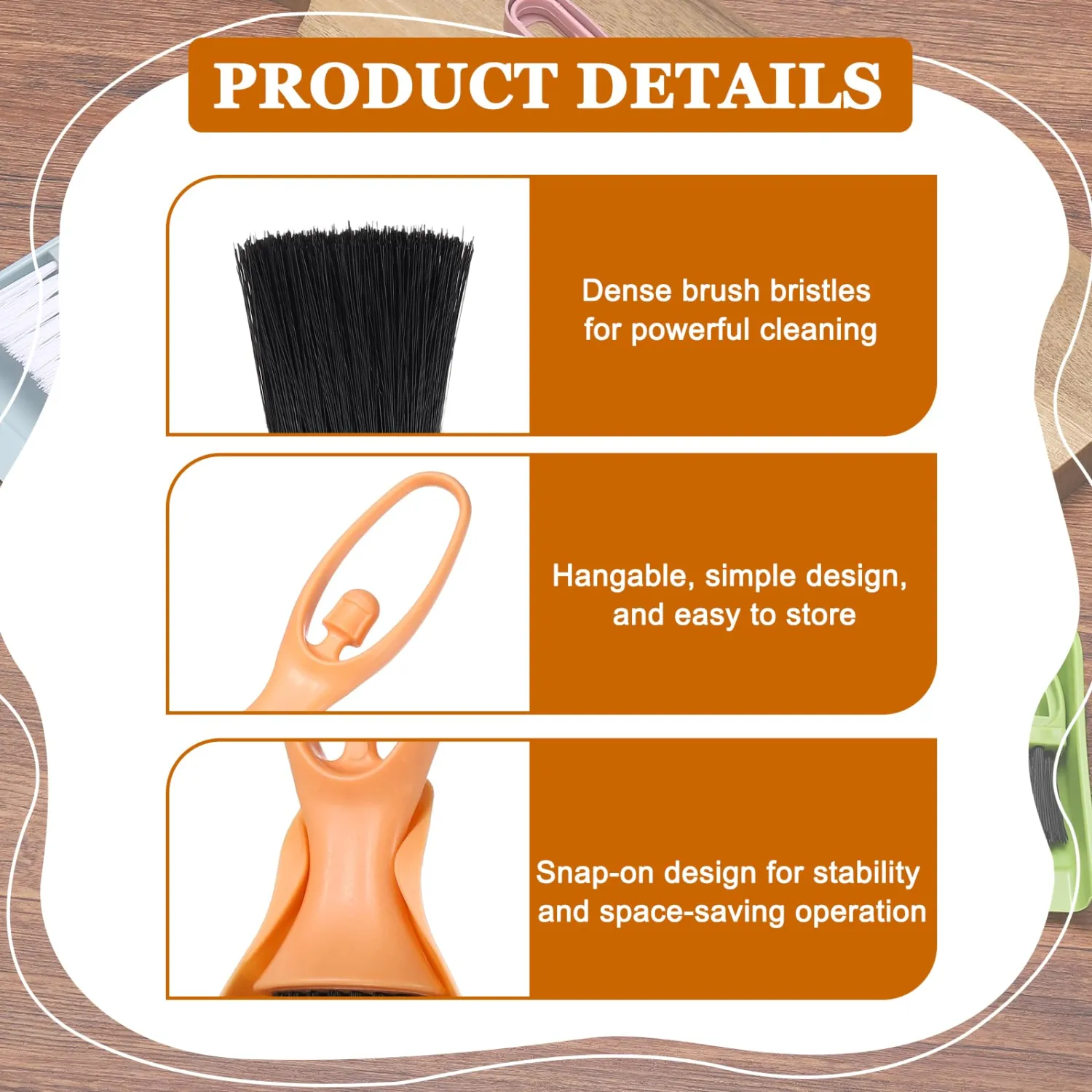 uxcell Mini Dustpan and Brush Set, Small Broom and Dustpan Set for Office Tabletops Sofas Keyboards Home Cleaning Tool, Orange Pink