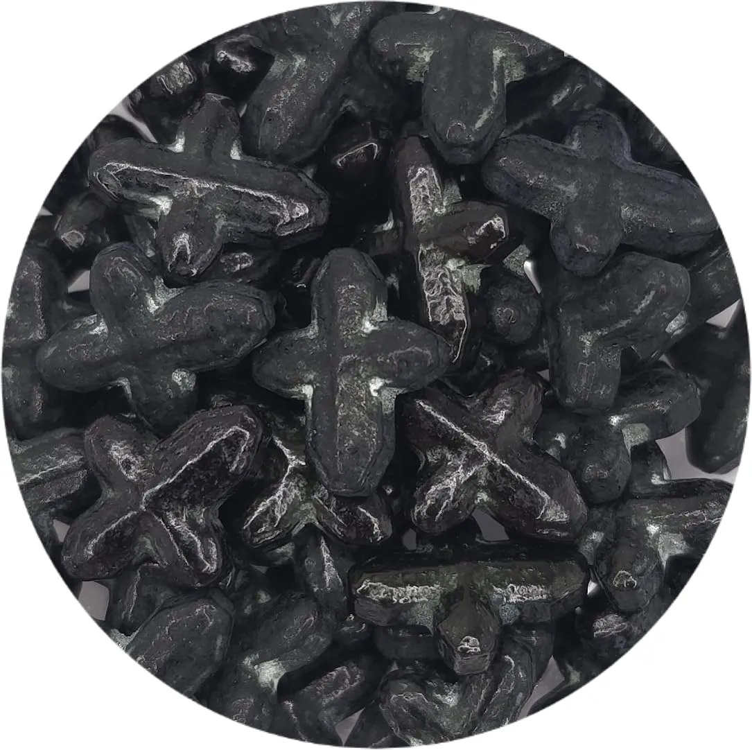 NCS Cross Shaped Edible Candy Sprinkles – Black Cupcake, Cake & Cookie Decorations, 7 oz