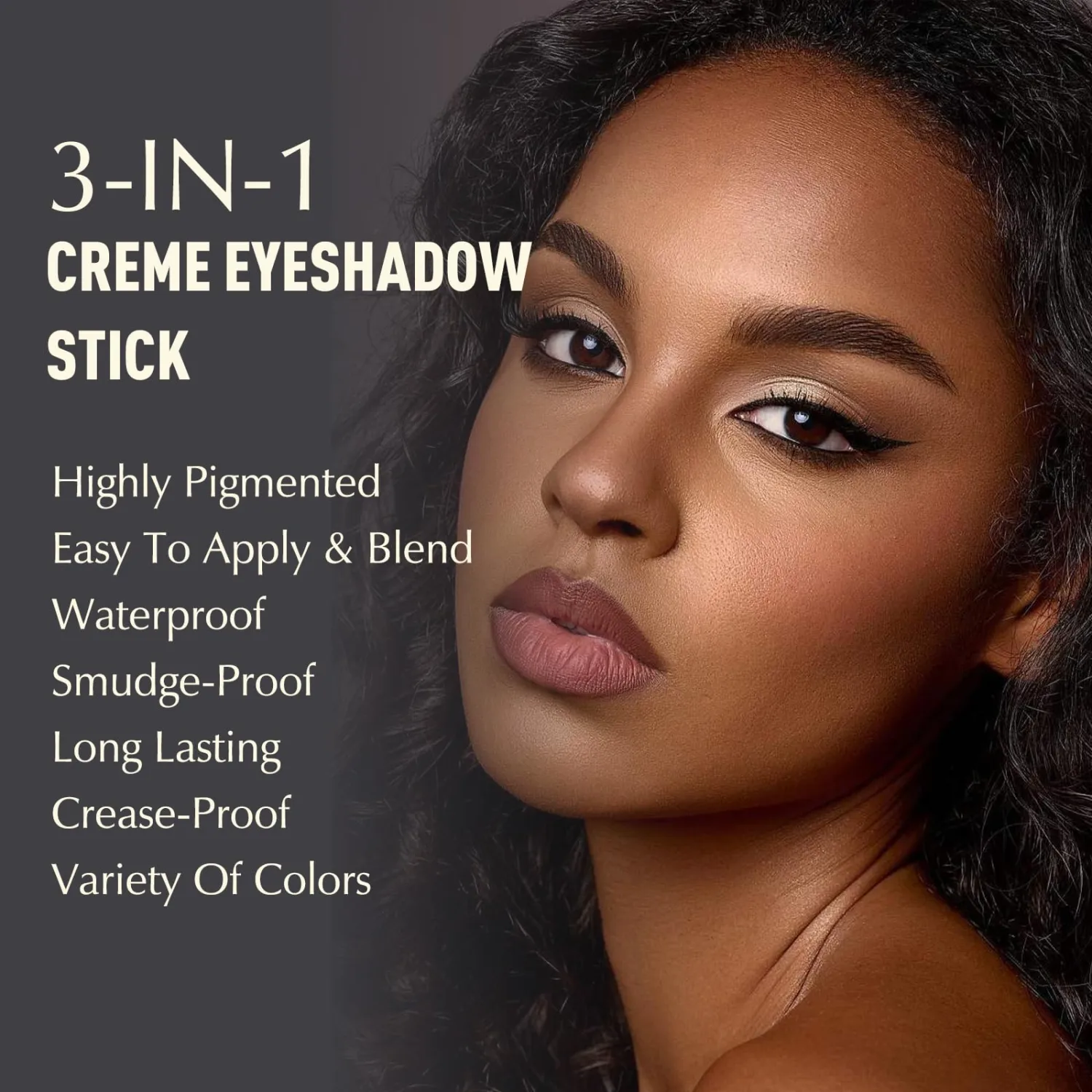 Matte Eyeshadow Stick, Dark Rose Brown Cream Eye Shadow Long-Lasting Crease-Proof Eyeliner Pencil High Pigmented Neutral Highlighter Makeup Crayon with Blending Brush & Built-in Sharpener