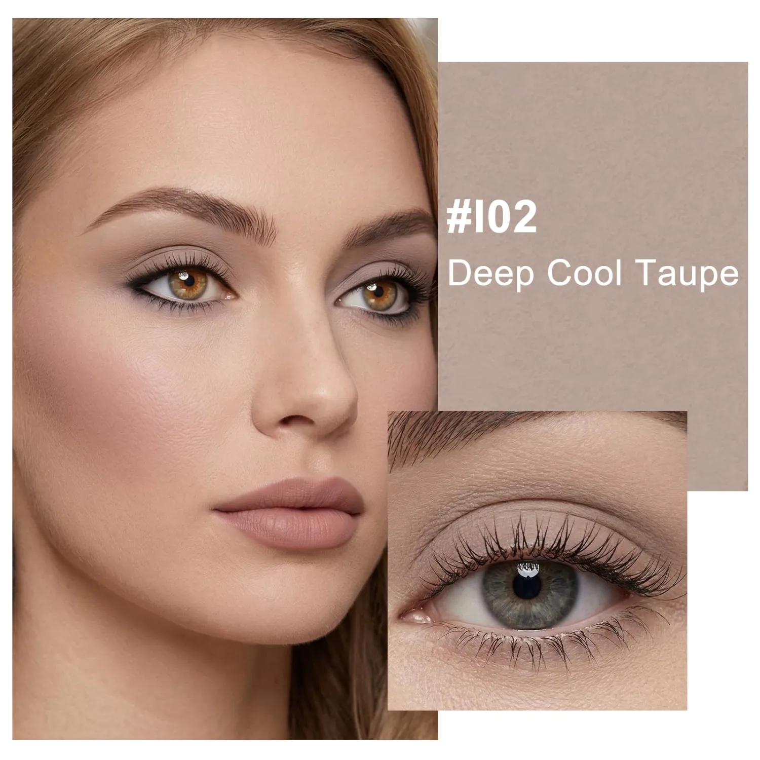 Matte Single Eyeshadow Palette Makeup, Compact Eye Shadow for Older Women, Blendable Ultra-fine Lightweight Powder, High Pigment Mini Eye Shadow, I02 Deep Cool Taupe
