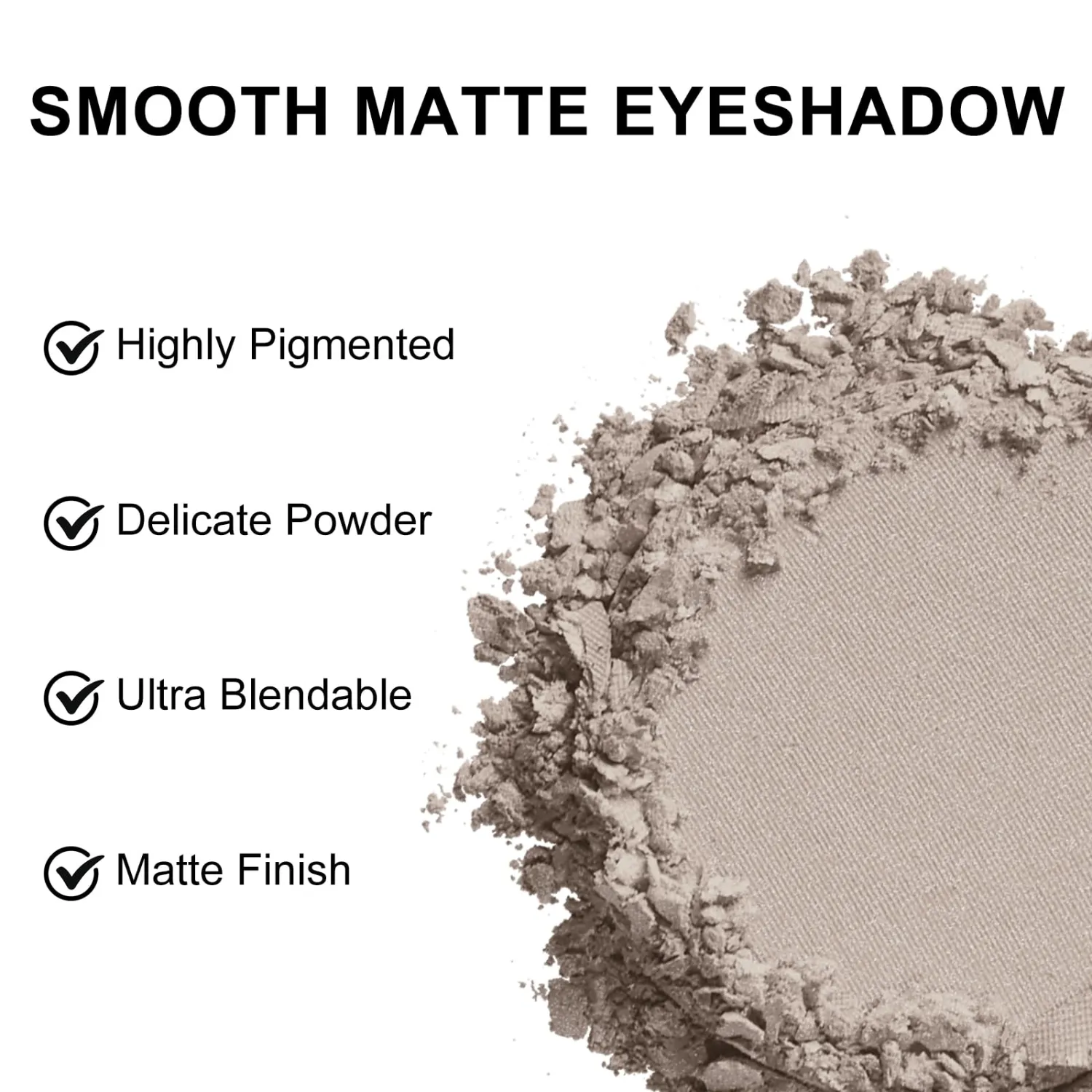 Matte Single Eyeshadow Palette Makeup, Compact Eye Shadow for Older Women, Blendable Ultra-fine Lightweight Powder, High Pigment Mini Eye Shadow, I02 Deep Cool Taupe