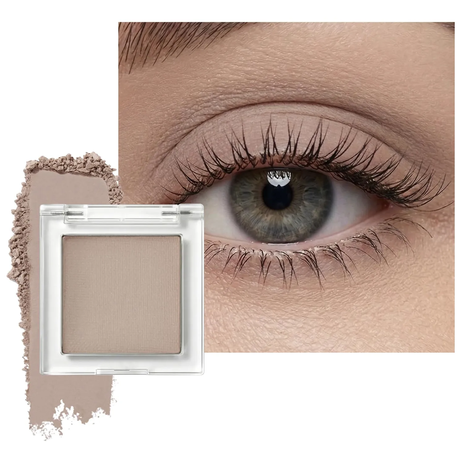 Matte Single Eyeshadow Palette Makeup, Compact Eye Shadow for Older Women, Blendable Ultra-fine Lightweight Powder, High Pigment Mini Eye Shadow, I02 Deep Cool Taupe