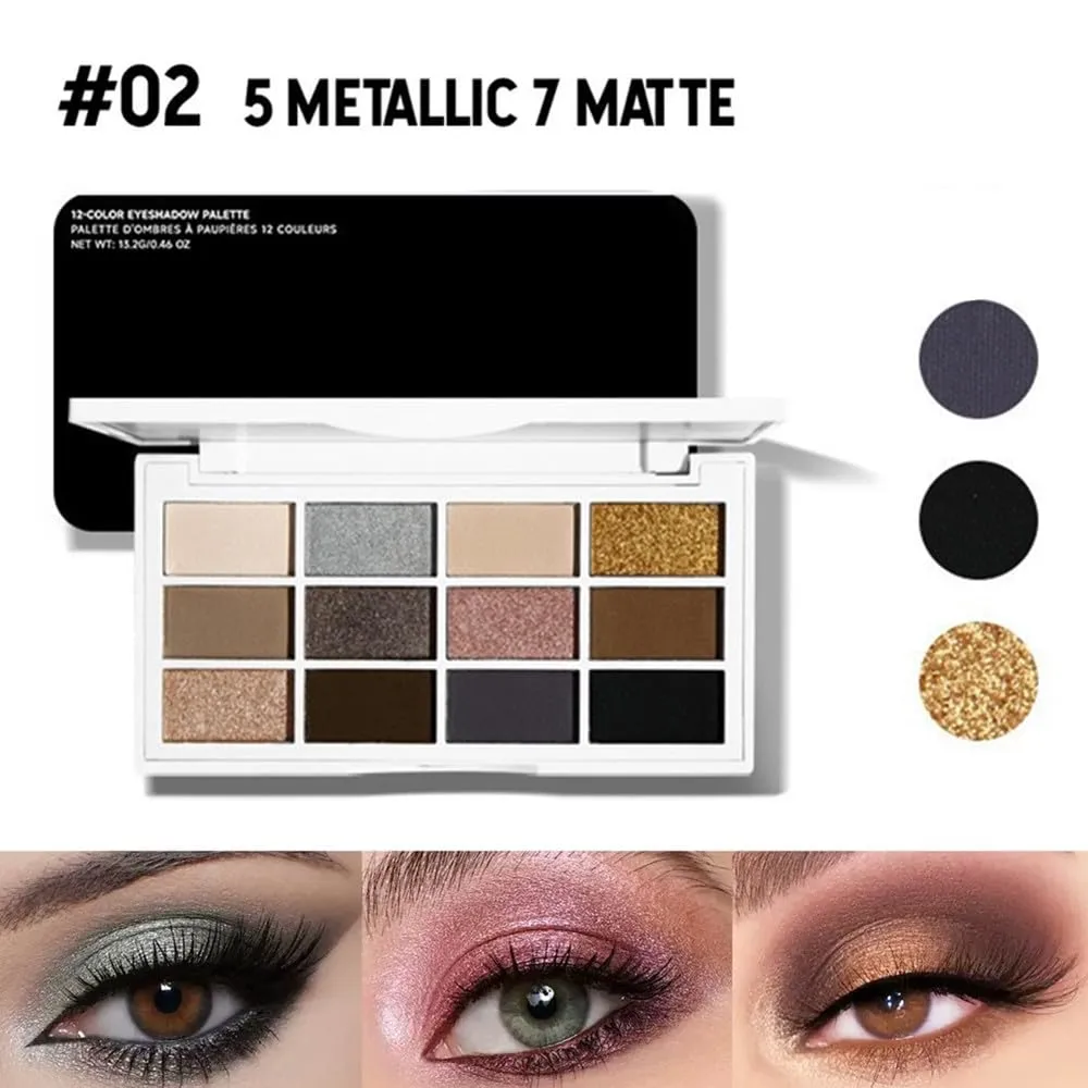 12 Color Luxury Eyeshadow Palette, Matte Shimmer Eyeshadow Makeup Palette, Eyeshadow Contour Palette. Easy To Blend And Long-lasting, Suitable For Professional Makeup For Women. (02#)