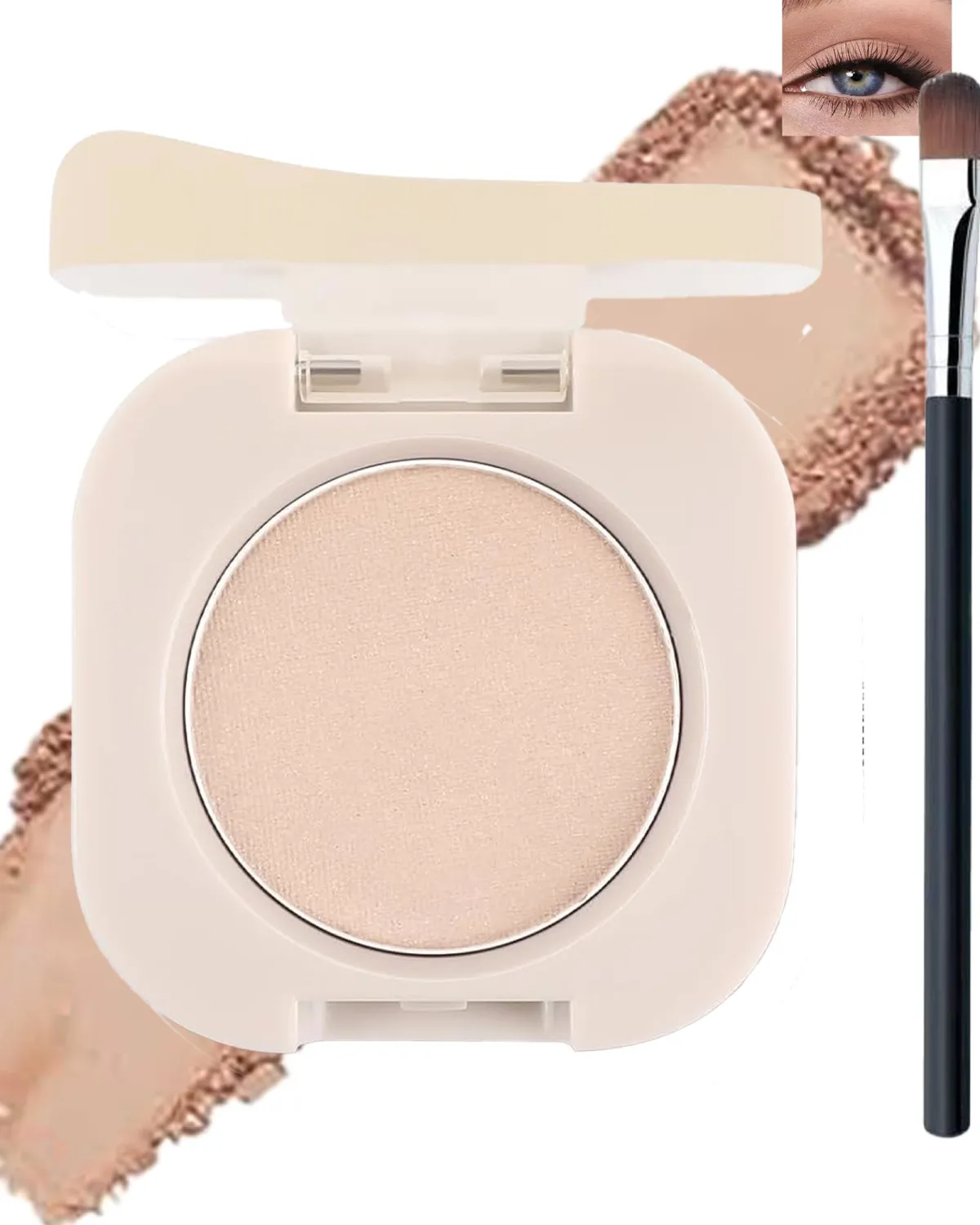 Single Matte Eyeshadow,Light Brown Eye Shadow Palette Brow Makeup,High Pigment Waterproof Pressed Monochrome Nude Eye Shadows Powder with Smooth Lightweight Blendable Formula for Daily Eye Look-06