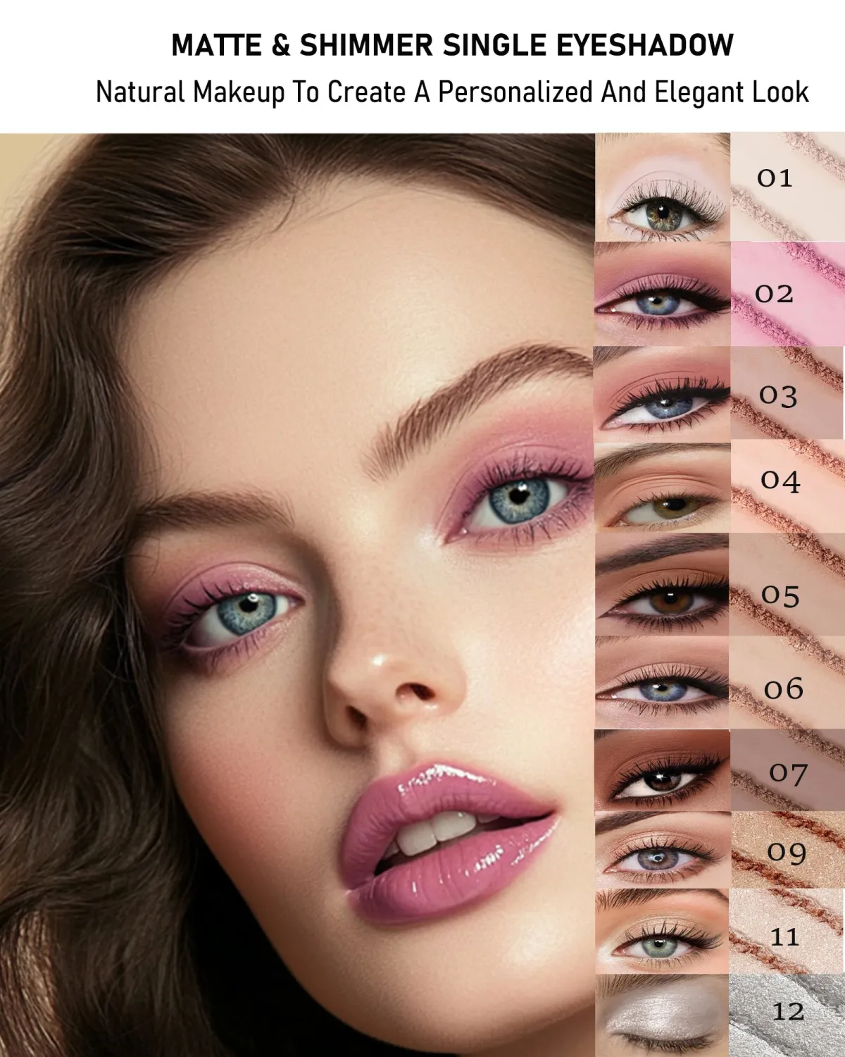 Single Matte Eyeshadow,Brown Eye Shadow Palette Brow Makeup,High Pigment Waterproof Pressed Monochrome Nude Eye Shadows Powder with Smooth Lightweight Blendable Formula for Daily Eye Look-07