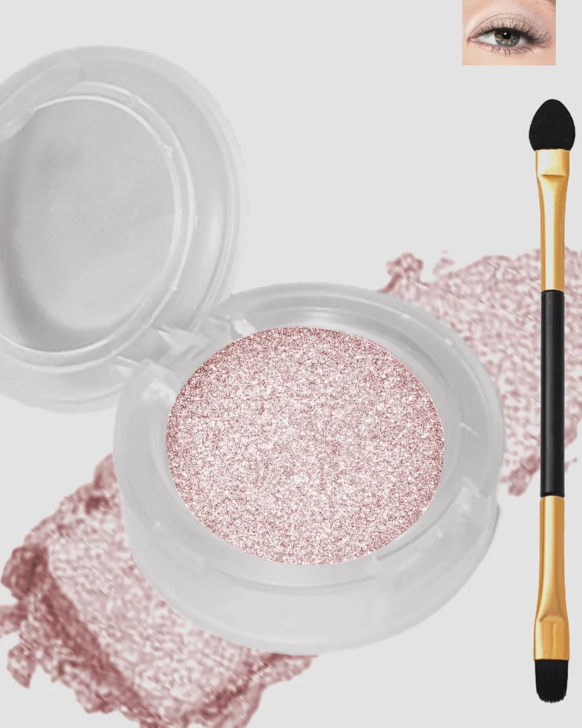 Single Glitter Eyeshadow, Shimmer Glitter Eye Shadow Champagne Light Glow Palette Makeup, High Pigment Waterproof Sparkly Pressed Eye Shadows Powder with Lightweight, Blendable for Daily Eye Look-432