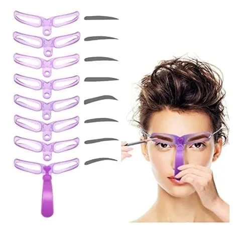Eyebrow Template, Eyebrow Stencils, 8 Styles Reusable Brow Stencils with Handles and Straps, Reusable Reusable, DIY Makeup Tools