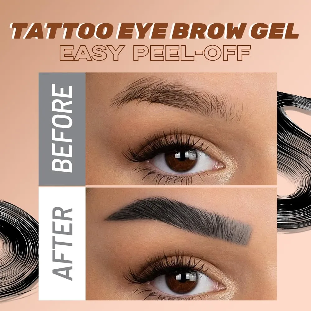 Peel Off Eyebrow Gel for Women, Fuller & Defined Looking Brows, Brown Espresso Taupe Auburn Chocolate, 5 Days Long-Lasting Waterproof Sweatproof, Gift for All Skin Types (01-Espresso)