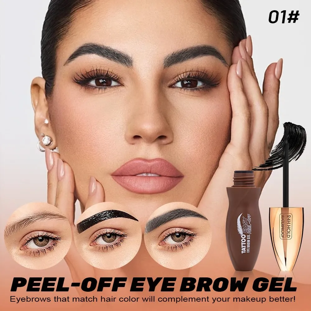 Peel Off Eyebrow Gel for Women, Fuller & Defined Looking Brows, Brown Espresso Taupe Auburn Chocolate, 5 Days Long-Lasting Waterproof Sweatproof, Gift for All Skin Types (01-Espresso)
