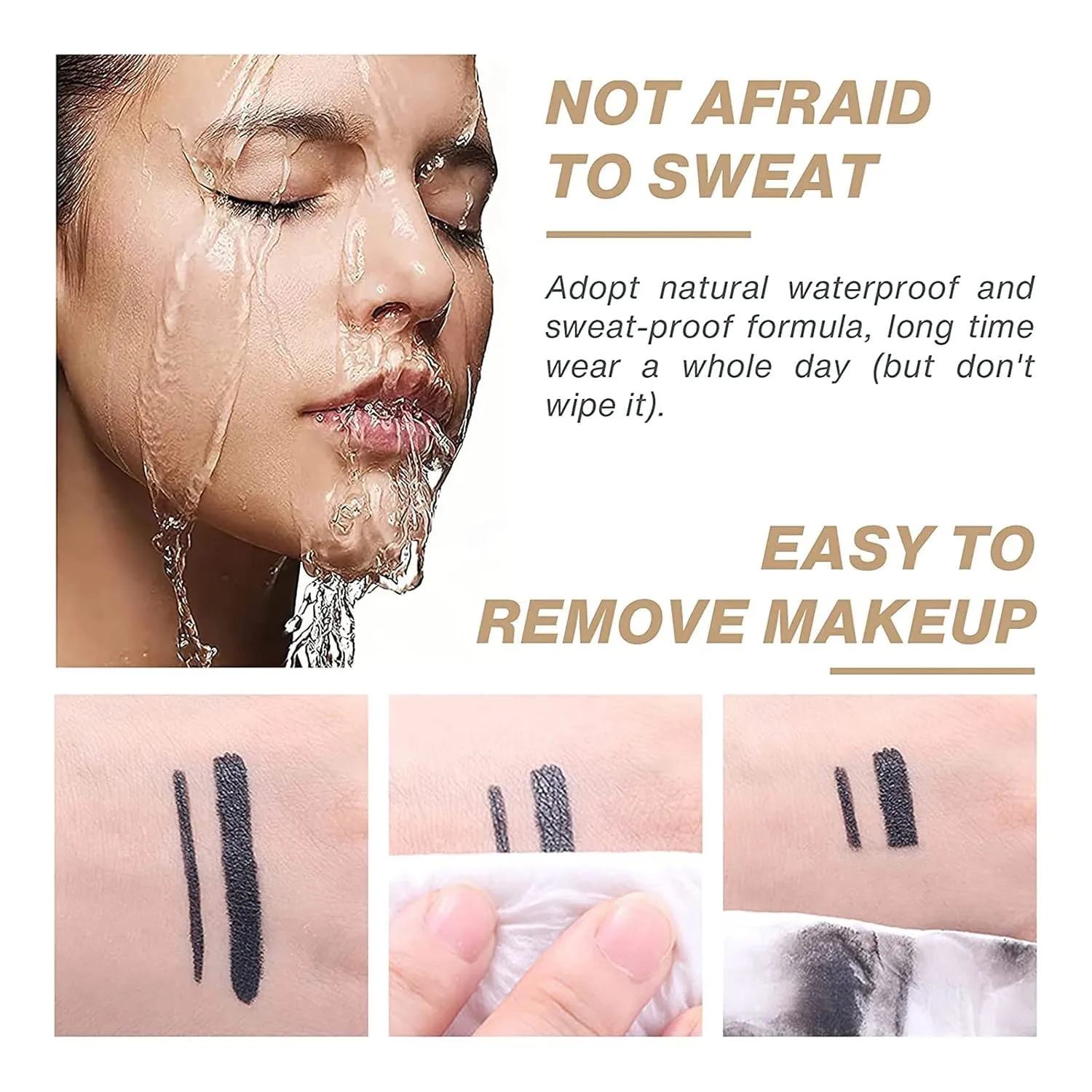 Black Eyeliner Set - Waterproof Black Gel Eyeliner Pencil Set, Highly Pigmented Gel Formula for Precision Lines & Bold Looks,Easy Glide for Smooth Application (Black, 1 Count (Pack of 1))