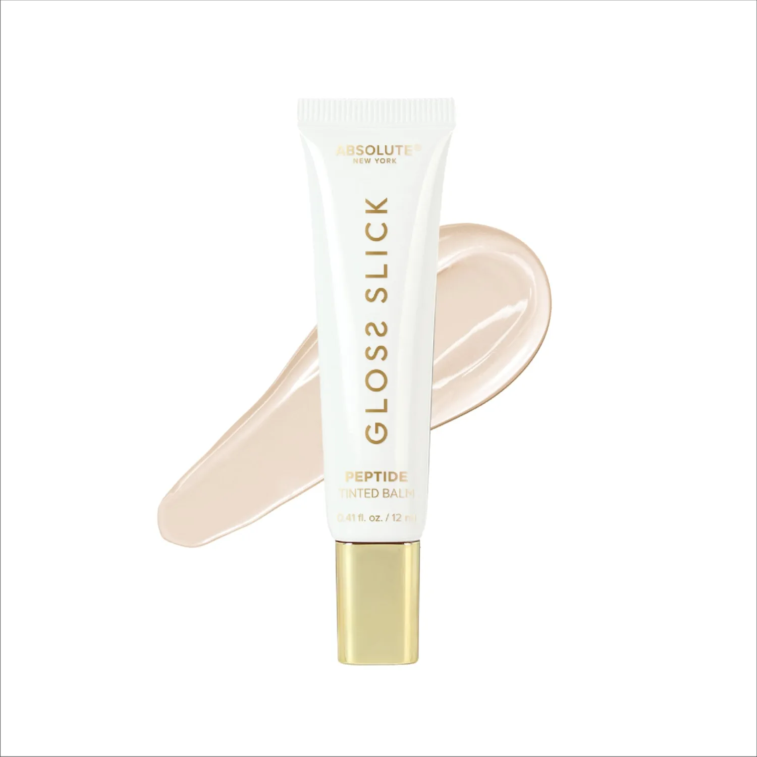 Absolute New York Gloss Slick Peptide Tinted Balm, Weightless and Non-Sticky, Soft Hydrated and Plump Lips (MLPT01 Peppermint Spritz)